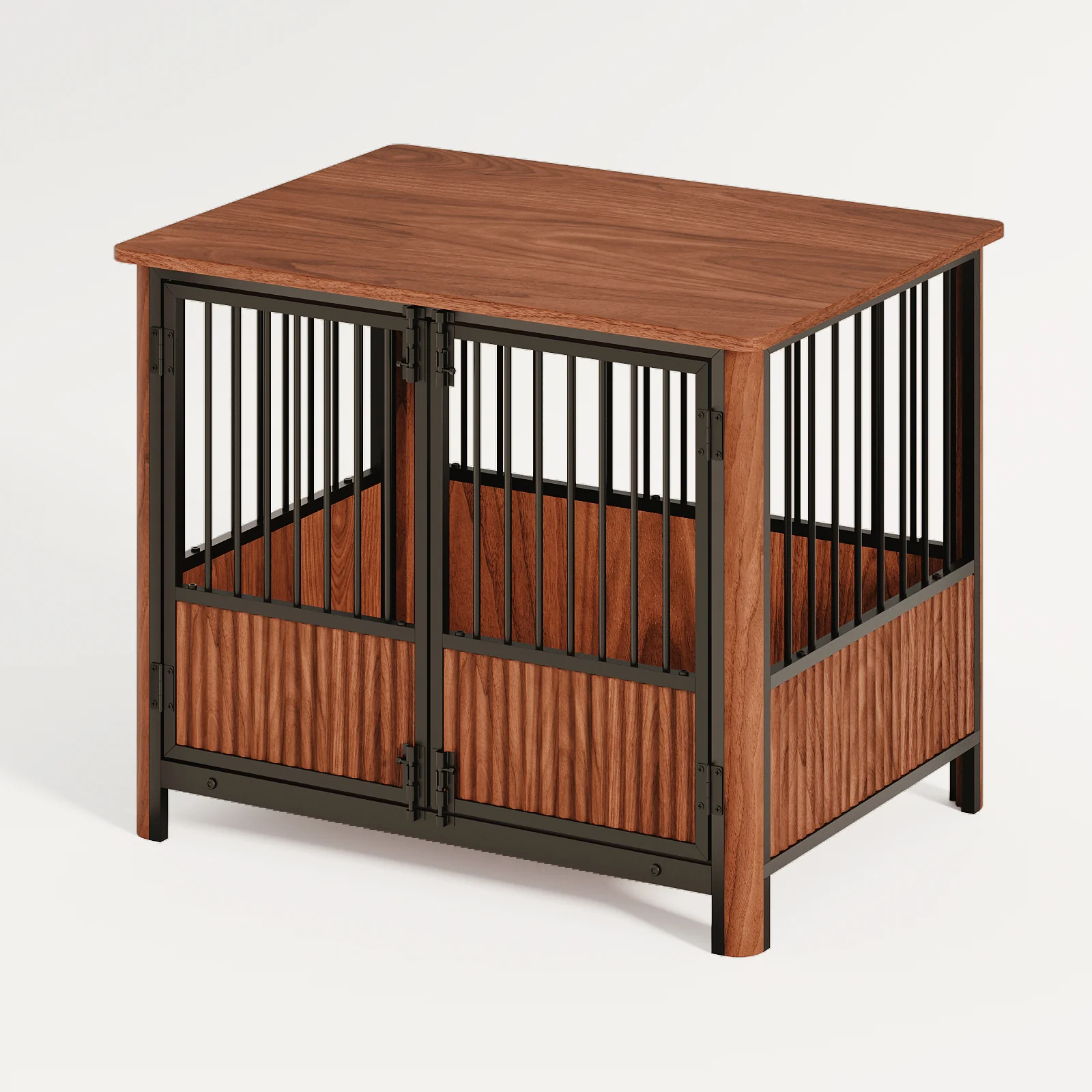 Furniture Dog Crate 43" Triple-Door Wood Kennel Walnut Finish - Image 7
