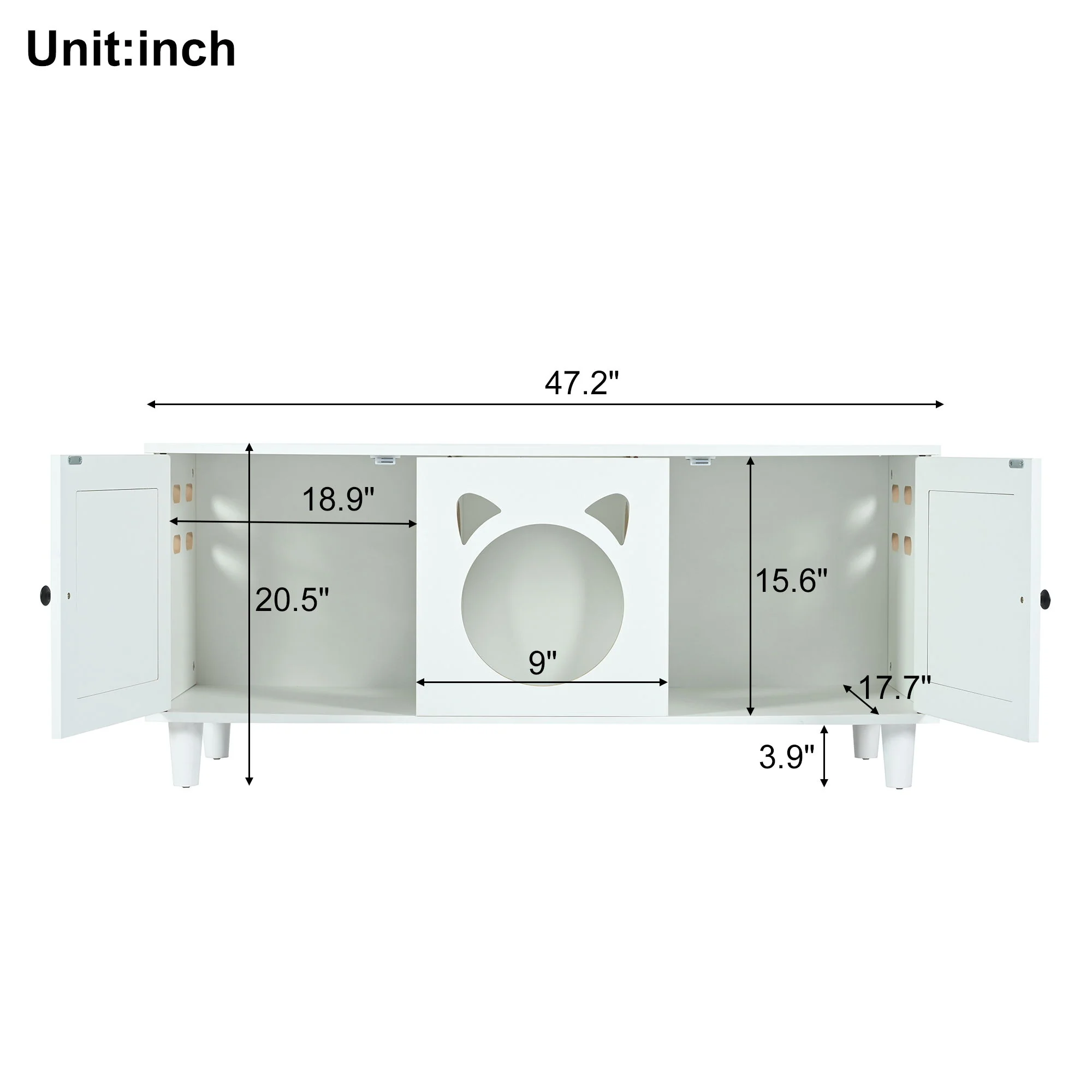 Furniture Style Cat Cabinet Cat Litter Box With Sisal Scratching Door - Cream White - Image 9