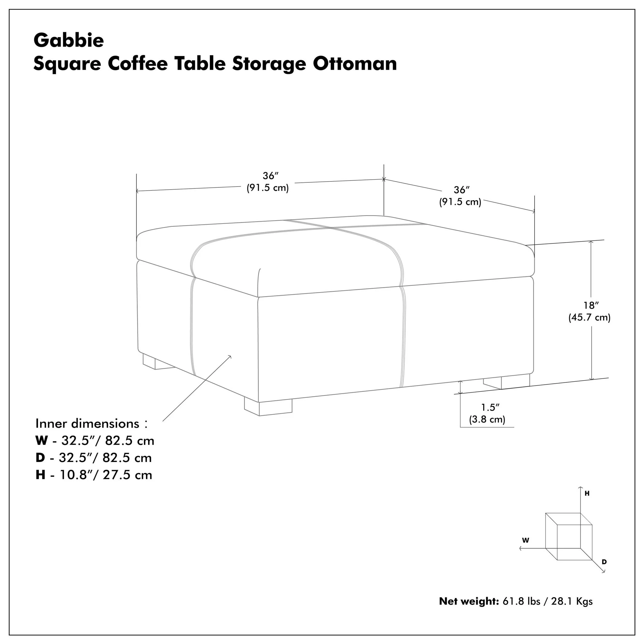 Gabbie - Coffee Table Upholstered Storage Ottoman - Image 12