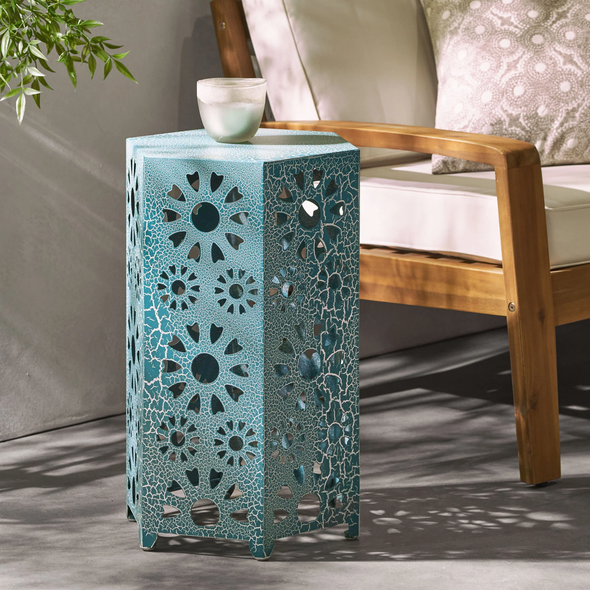 Galore - Side Table With Sunburst Cut Out Design - Image 10