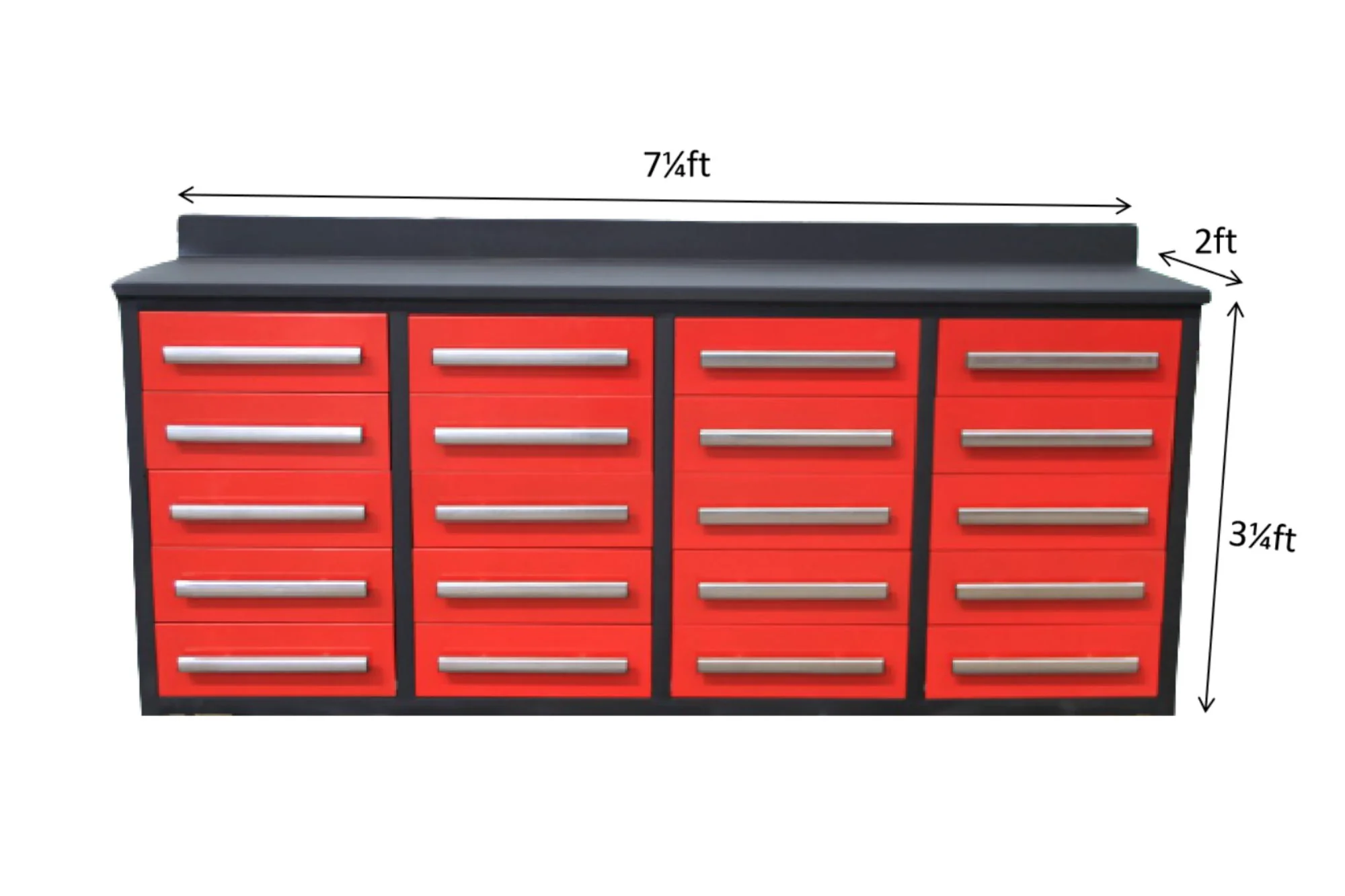 Garage Storage Cabinets With Workbench (With 20 Drawers) - Red - Image 3
