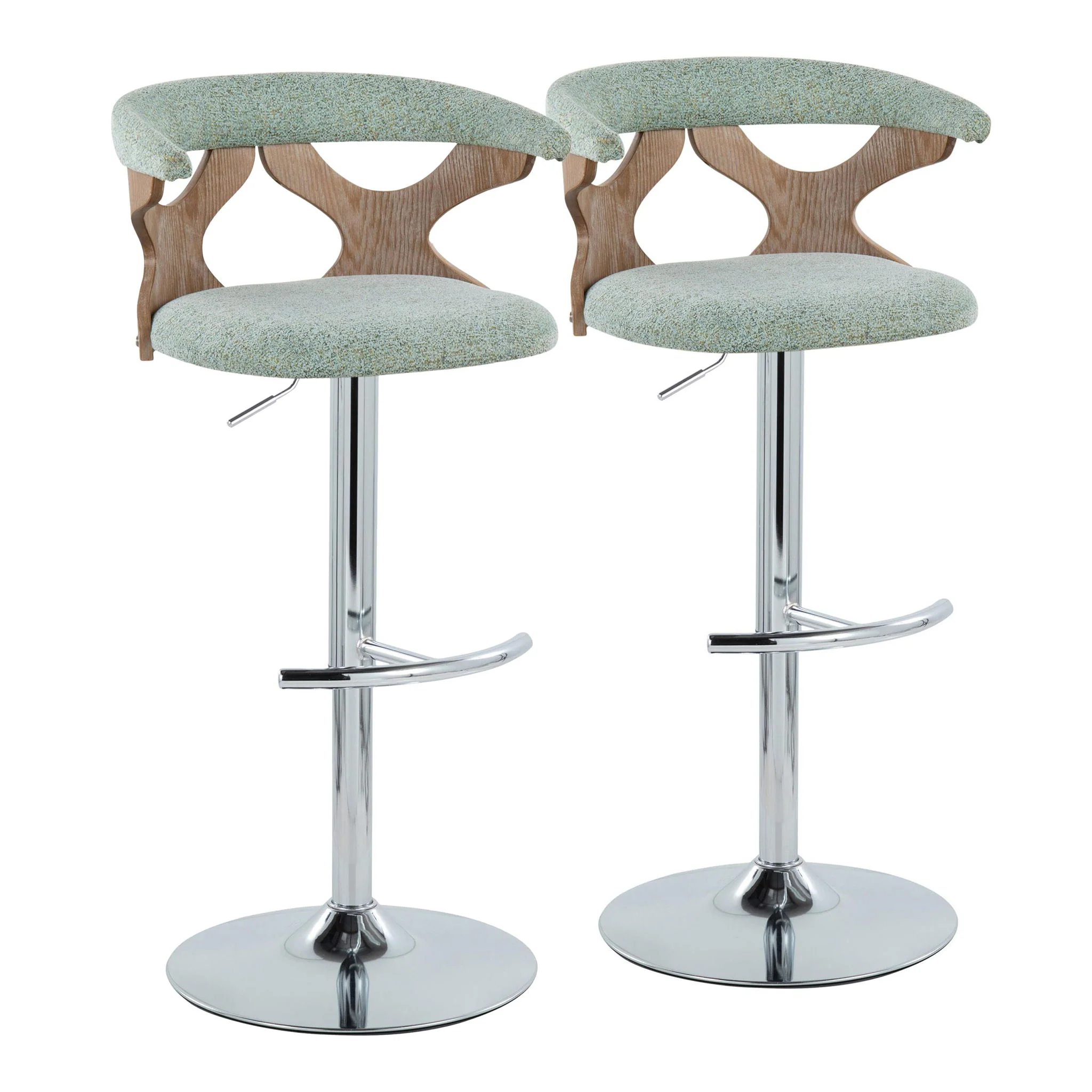 Gardenia - Contemporary Adjustable Barstool With Swivel / Rounded T Footrest (Set of 2) - Image 2