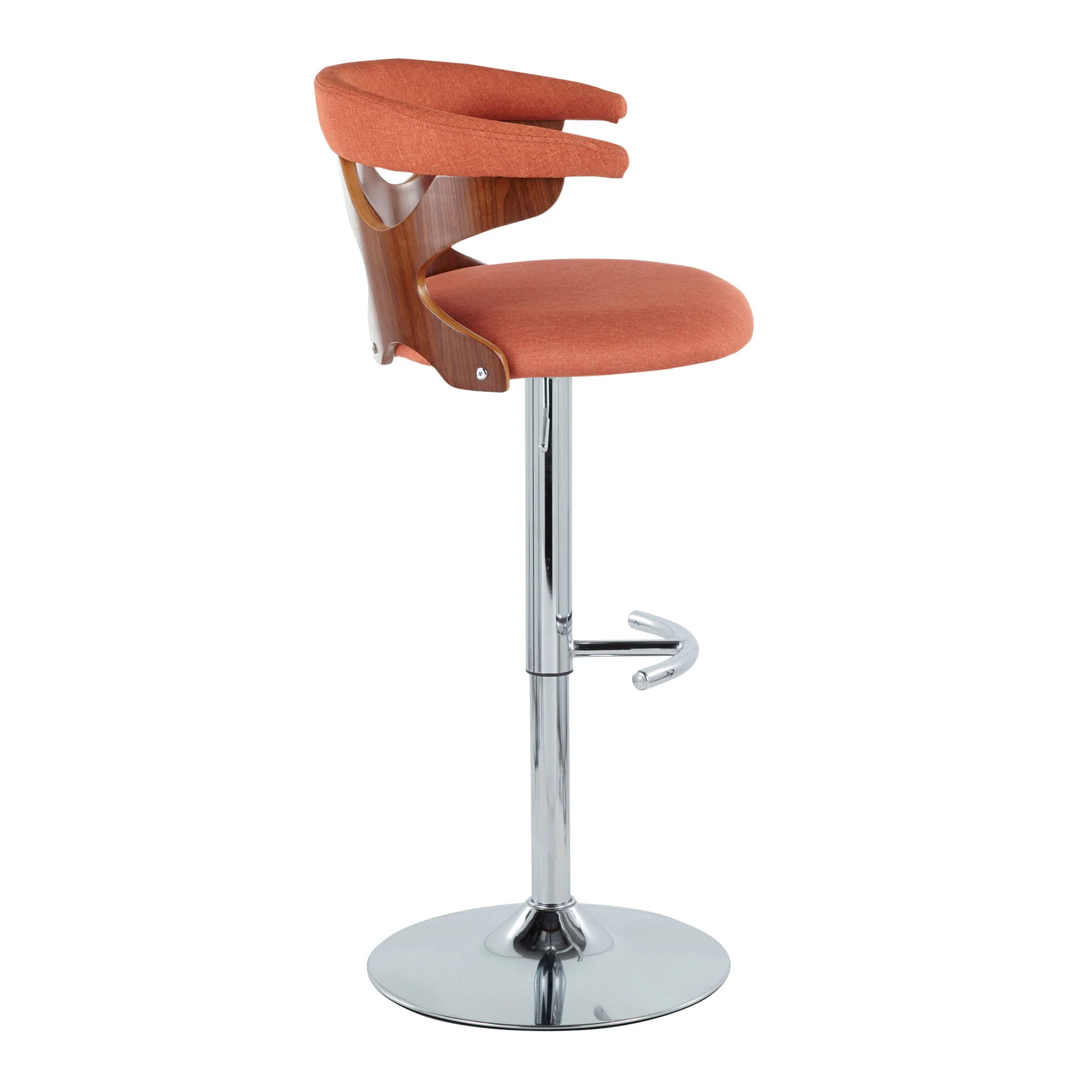 Gardenia - Mid Century Modern Adjustable Barstool With Swivel With Rounded T Footrest (Set of 2) - Image 7