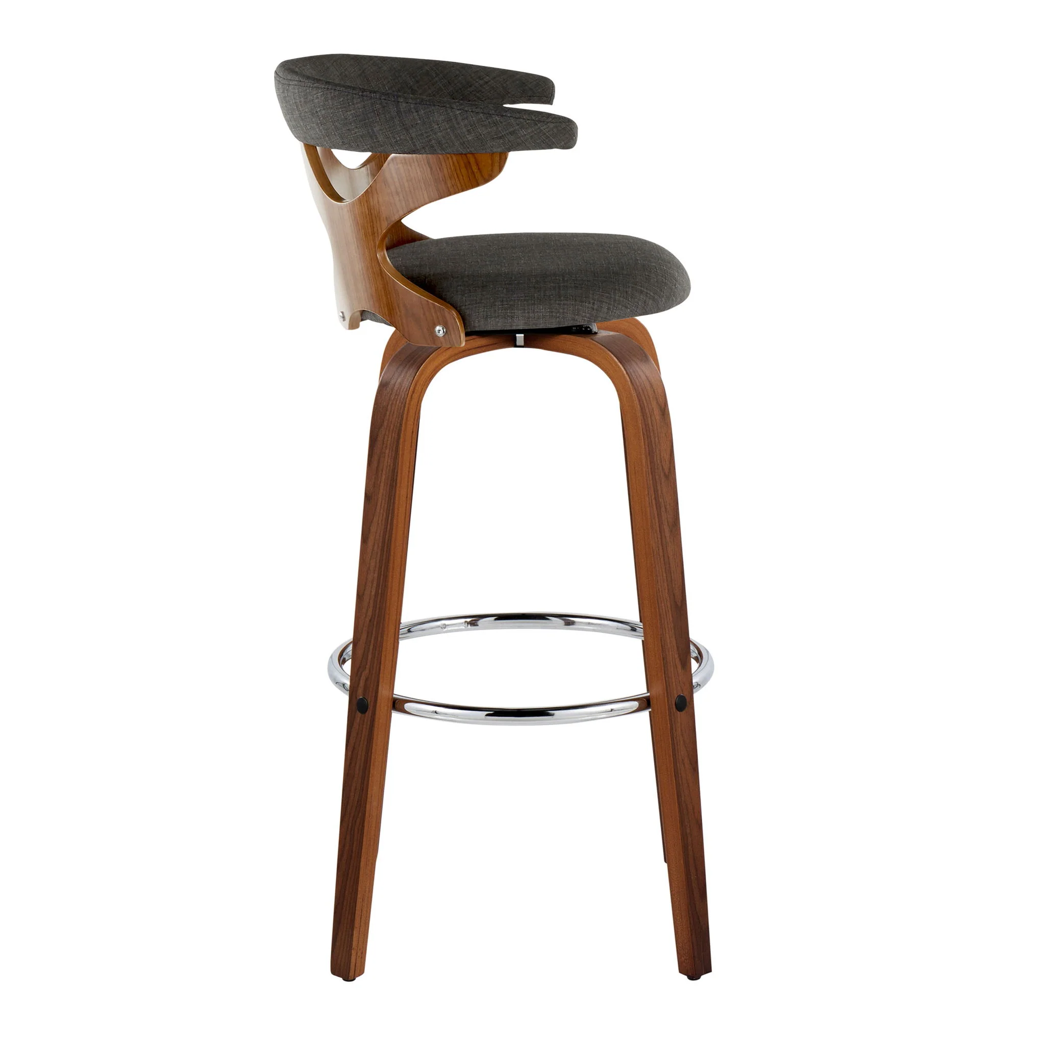 Gardenia - Mid Century Modern Fixed Height Barstool With Swivel With Round Footrest (Set of 2) - Image 6