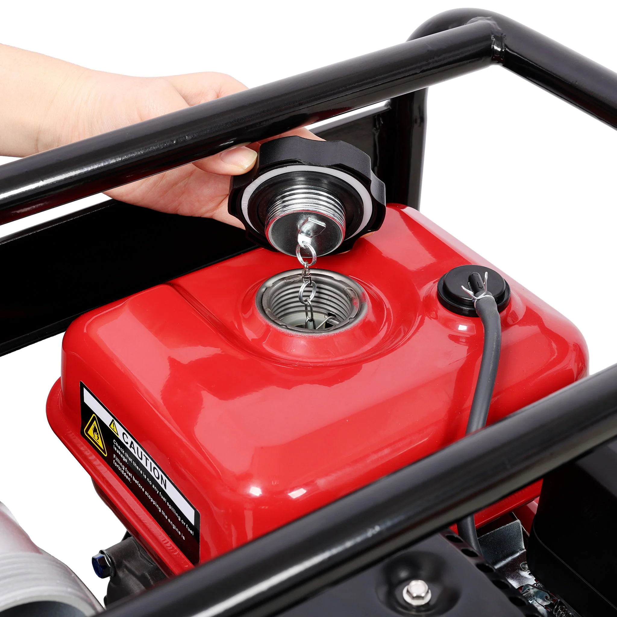 Gas Engine Powered Water Pump 3" Inlet & Outlet 7Hp 212Cc Epa Certified With Wheels And Handle - Black / Red - Image 6