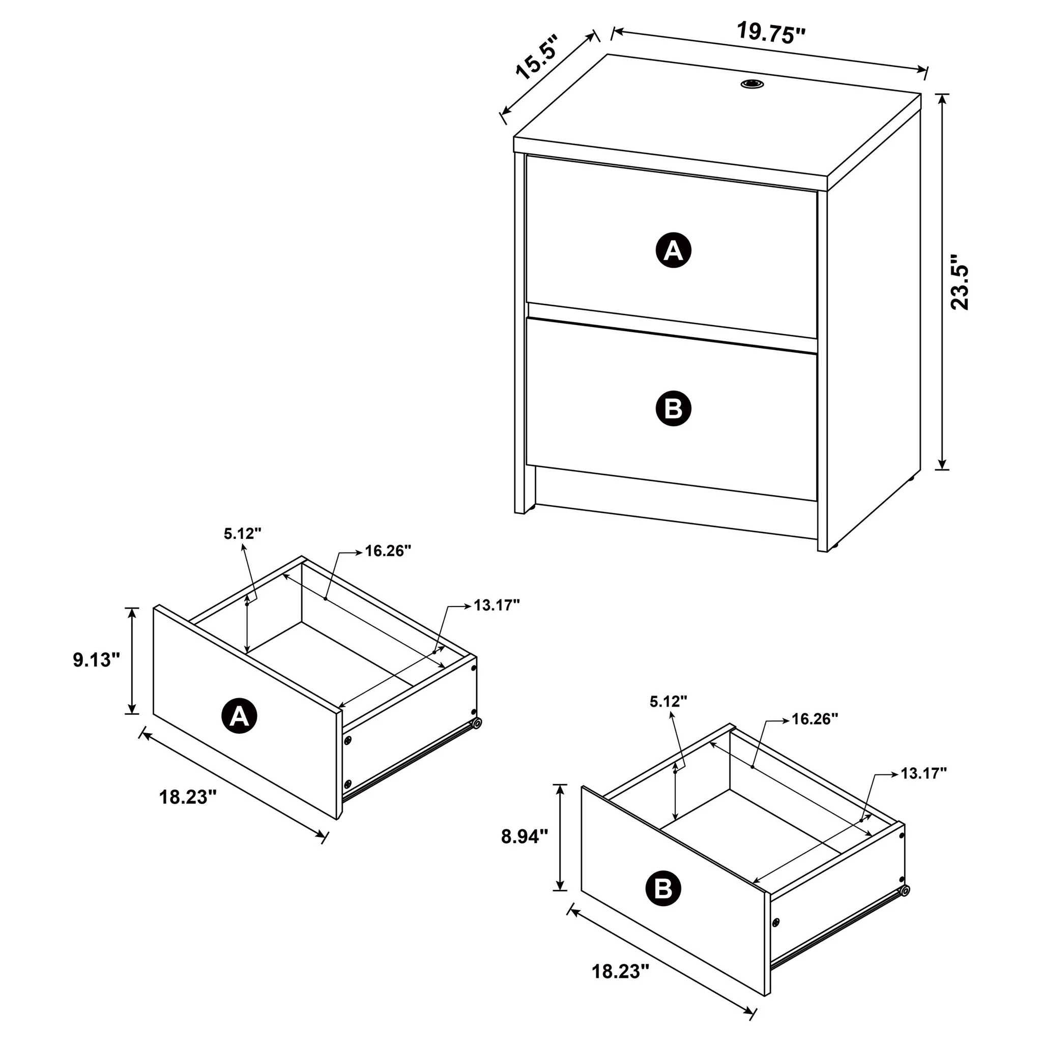 Geary - 2 Drawer Nightstand With LED Lights And USB Charging Ports - Image 16