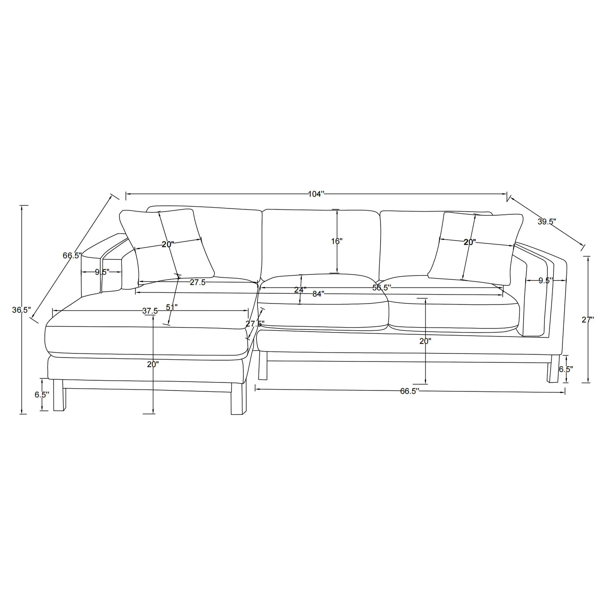 Geneva Boucle Upholstered Sectional Chaise Sofa - Sand - Image 16