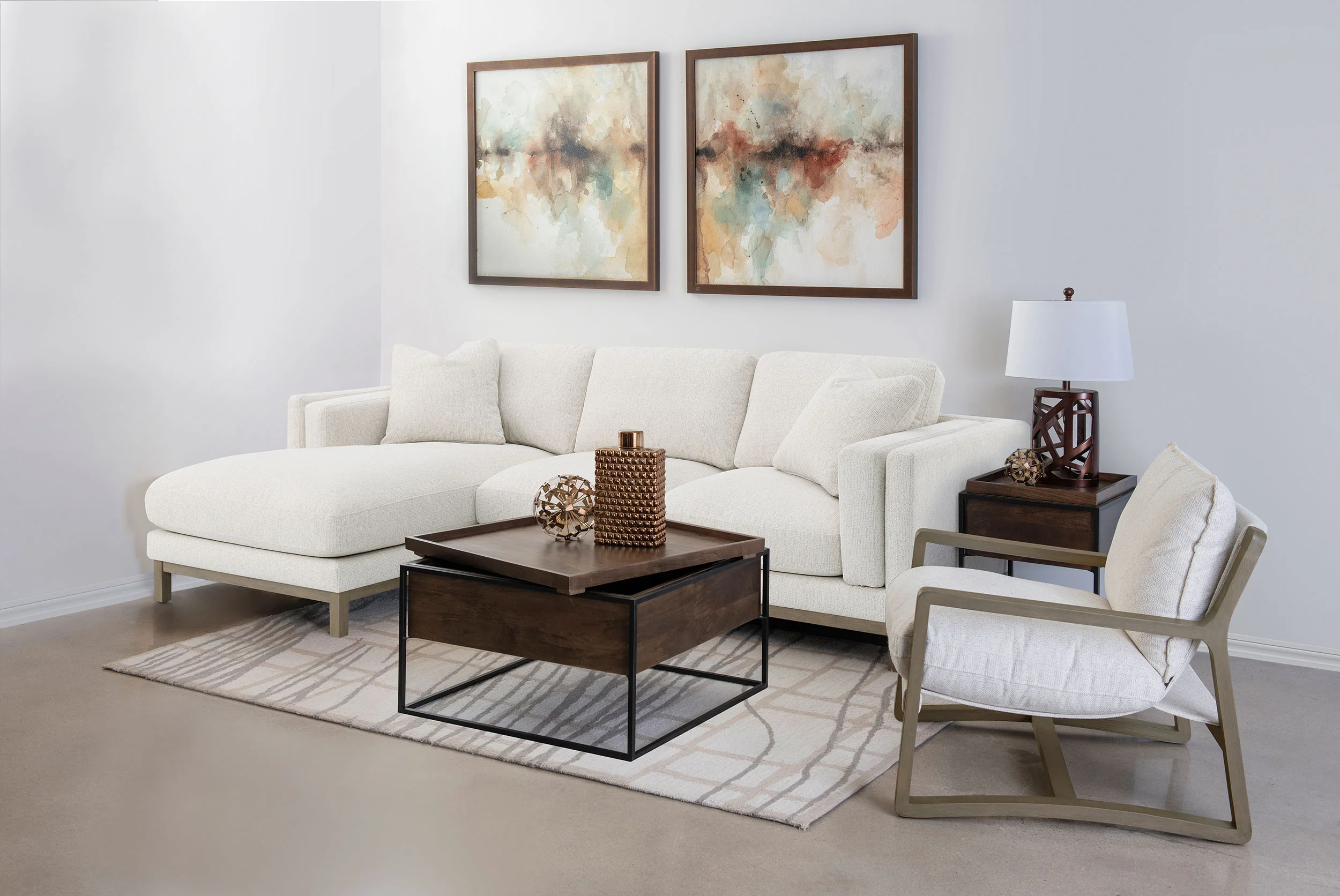 Geneva Boucle Upholstered Wood Arm Accent Chair Sand - Image 12