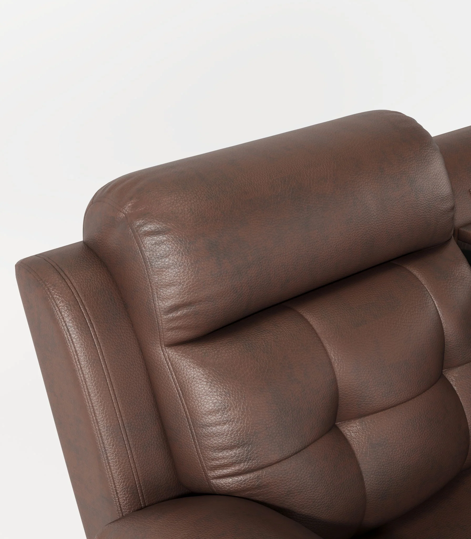 Genuine Non Power Reclining Sofa With Drop Down Table, Stainless Steel Cupholders And Magazine Bag - Image 4