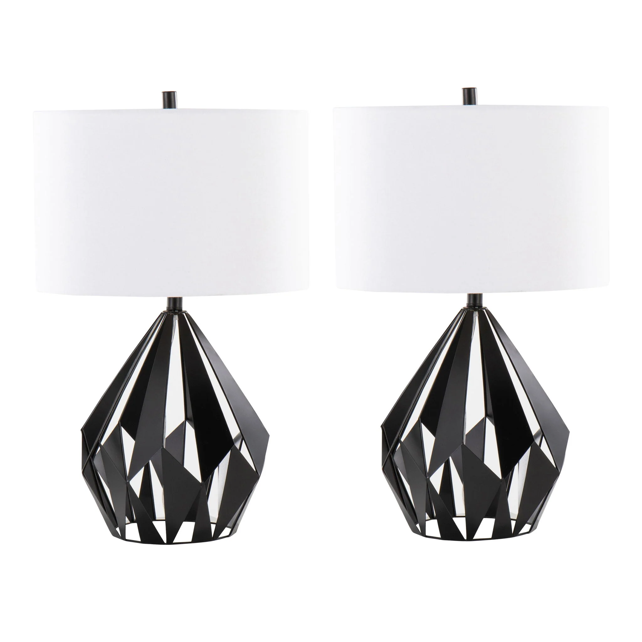 Geo - Me Tri Contemporary Table Lamp (Set of 2) - Matte Black / White