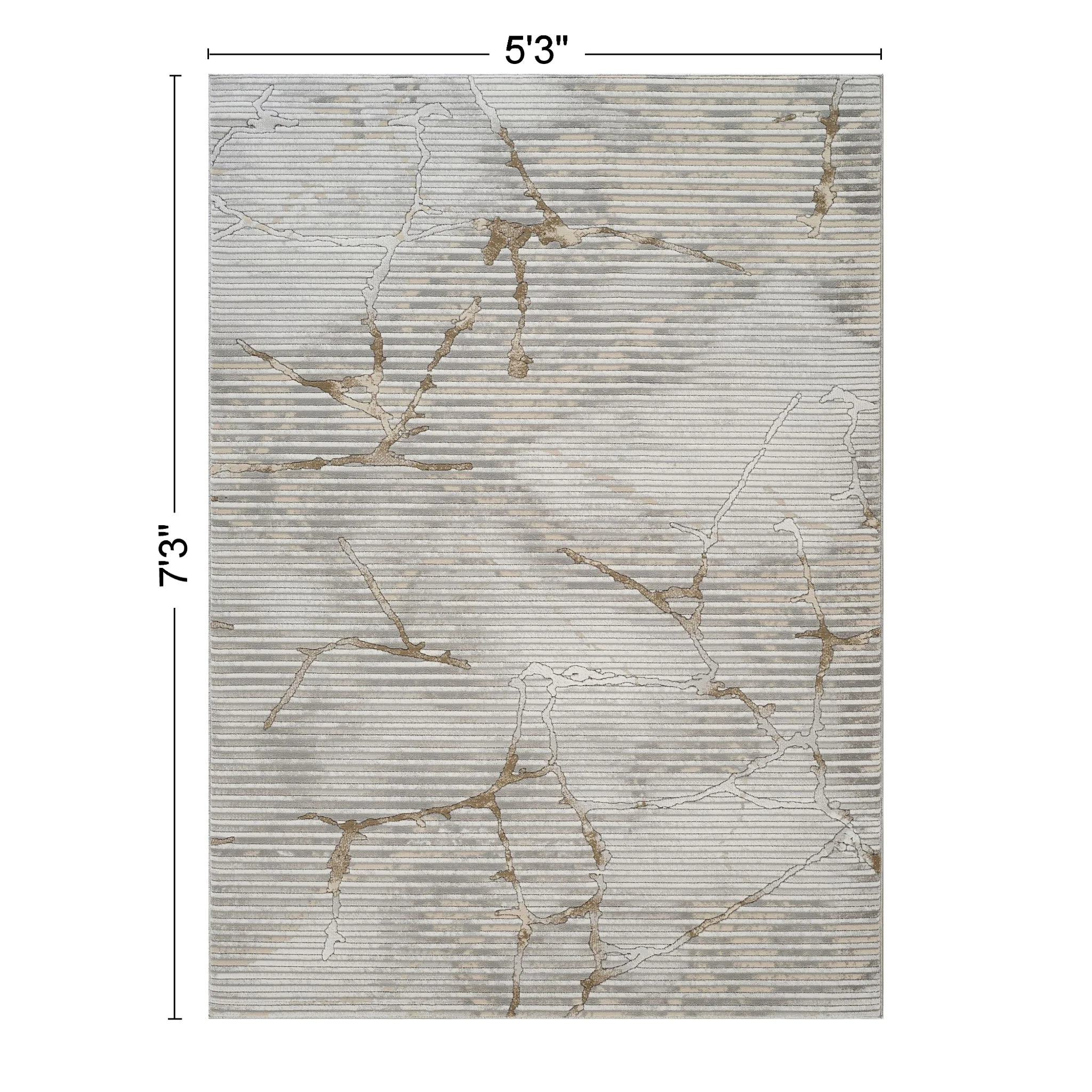 Geometrix - 5'3" X 7'3" Area Rug With Geometric, 3D Effect - Ivory / Gray - Image 4