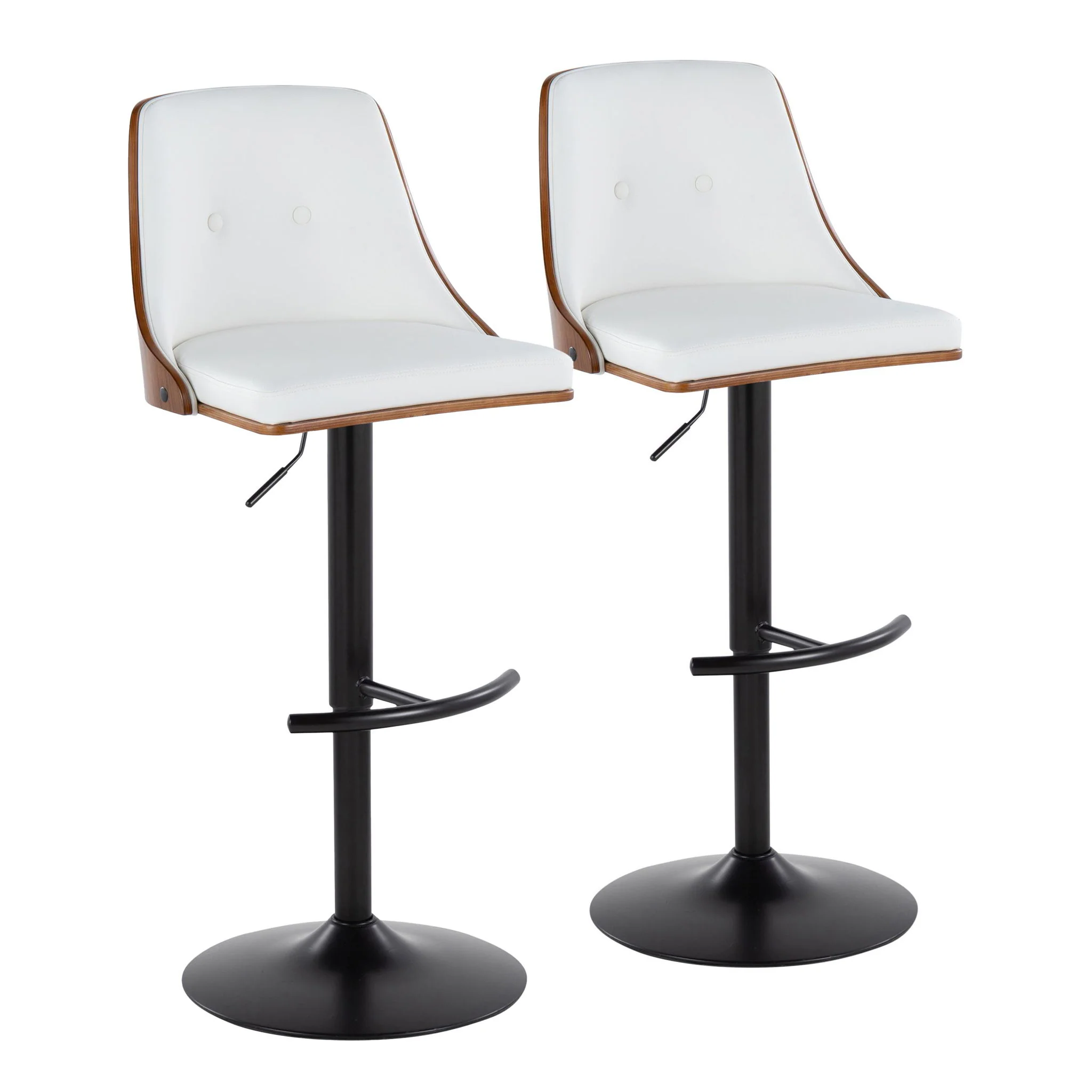 Gianna - Mid Century Modern Adjustable Barstool, Swivel With Rounded T Footrest (Set of 2) - Image 3