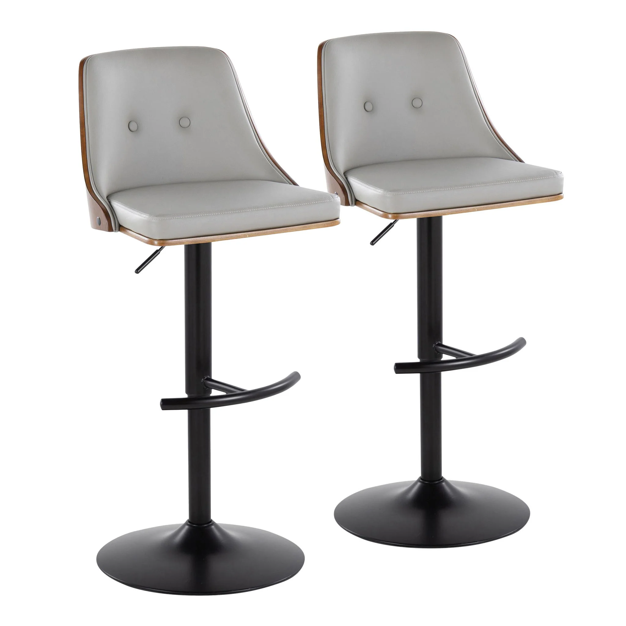 Gianna - Mid Century Modern Adjustable Barstool, Swivel With Rounded T Footrest (Set of 2) - Image 4