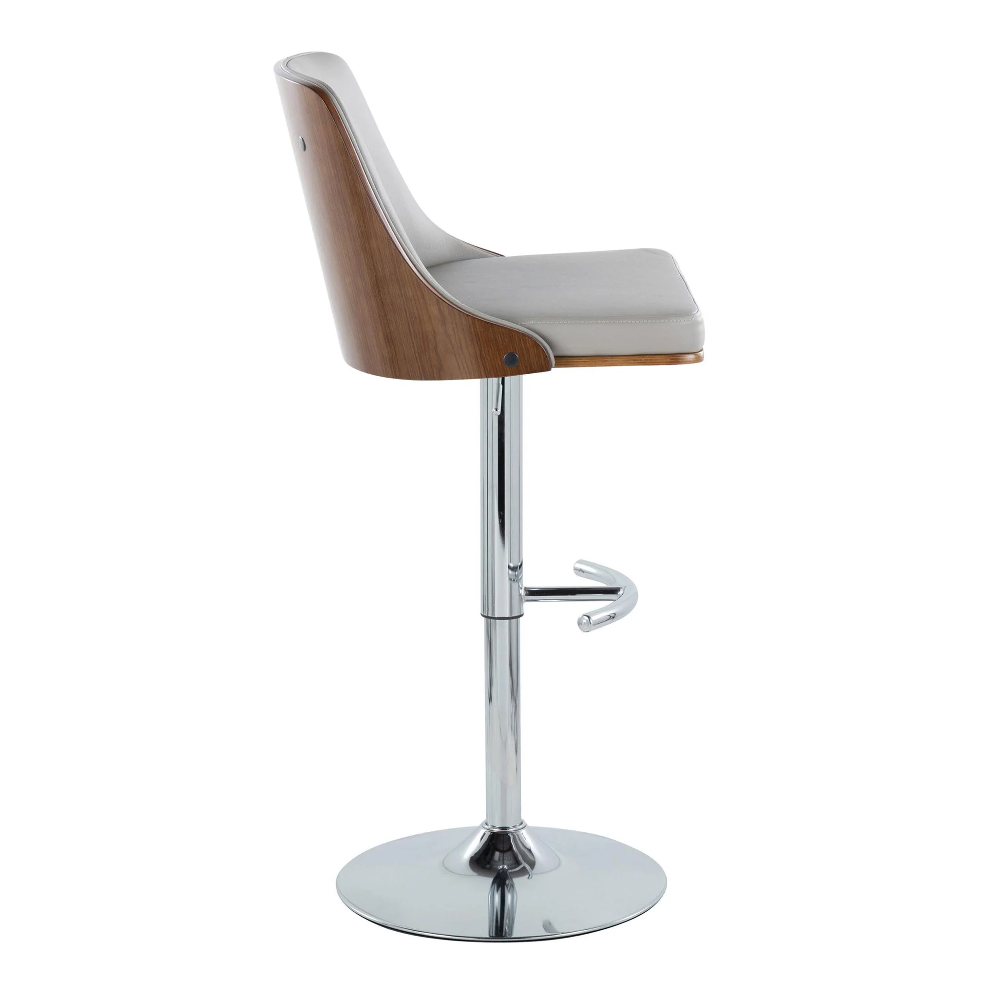 Gianna - Mid Century Modern Adjustable Barstool With Swivel With Rounded T Footrest (Set of 2) - Image 16