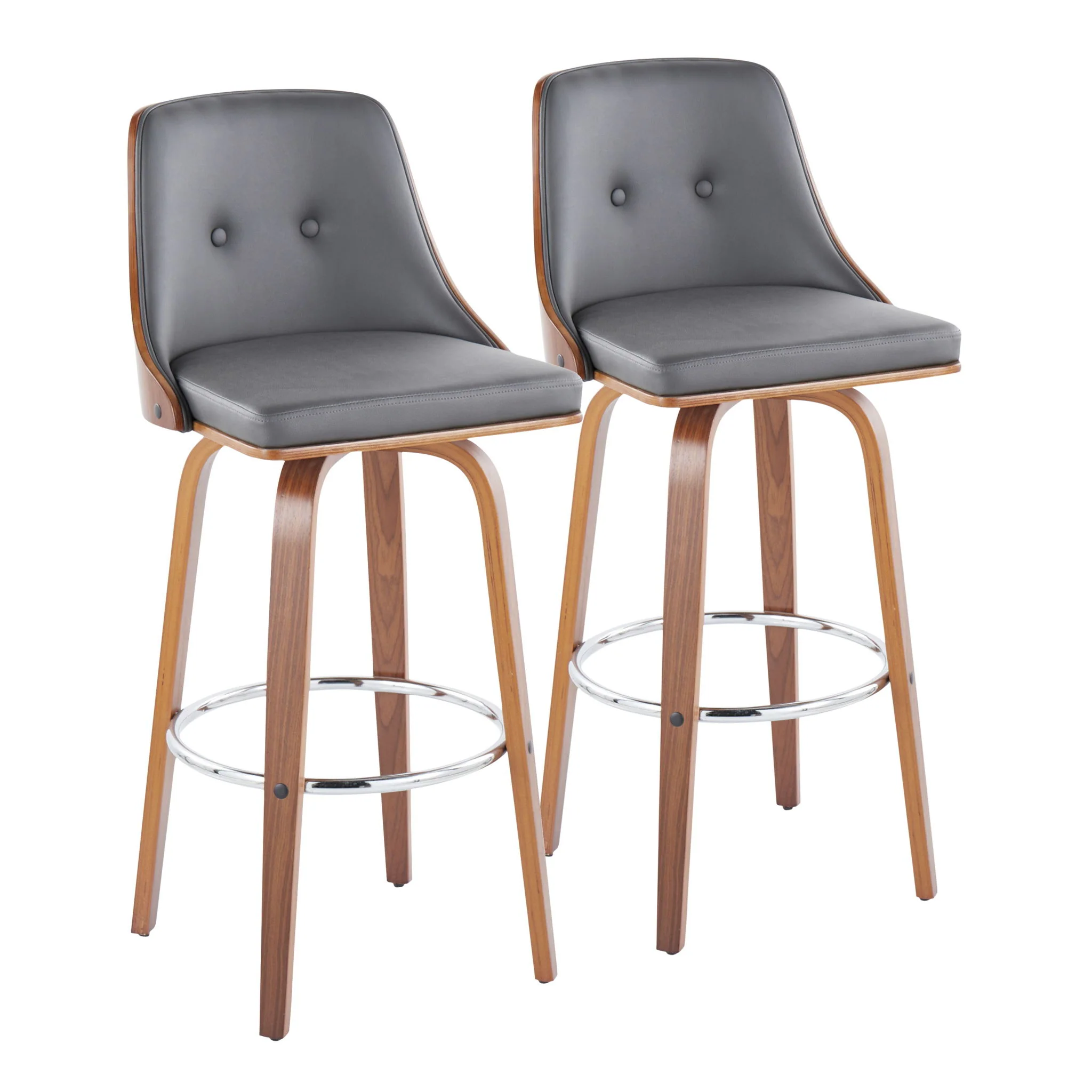 Gianna - Mid Century Modern Fixed Height Barstool With Swivel With Round Footrest (Set of 2) - Image 3