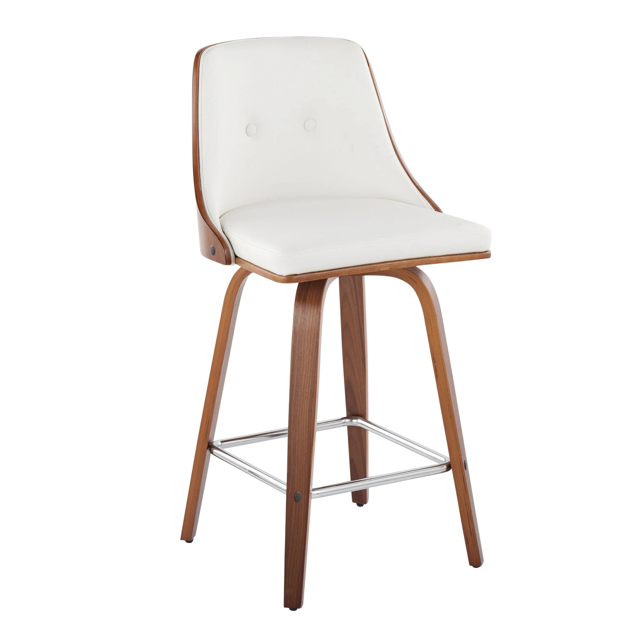 Gianna - Mid Century Modern Fixed Height Counter Stool With Swivel With Square Footrest (Set of 2) - Image 18