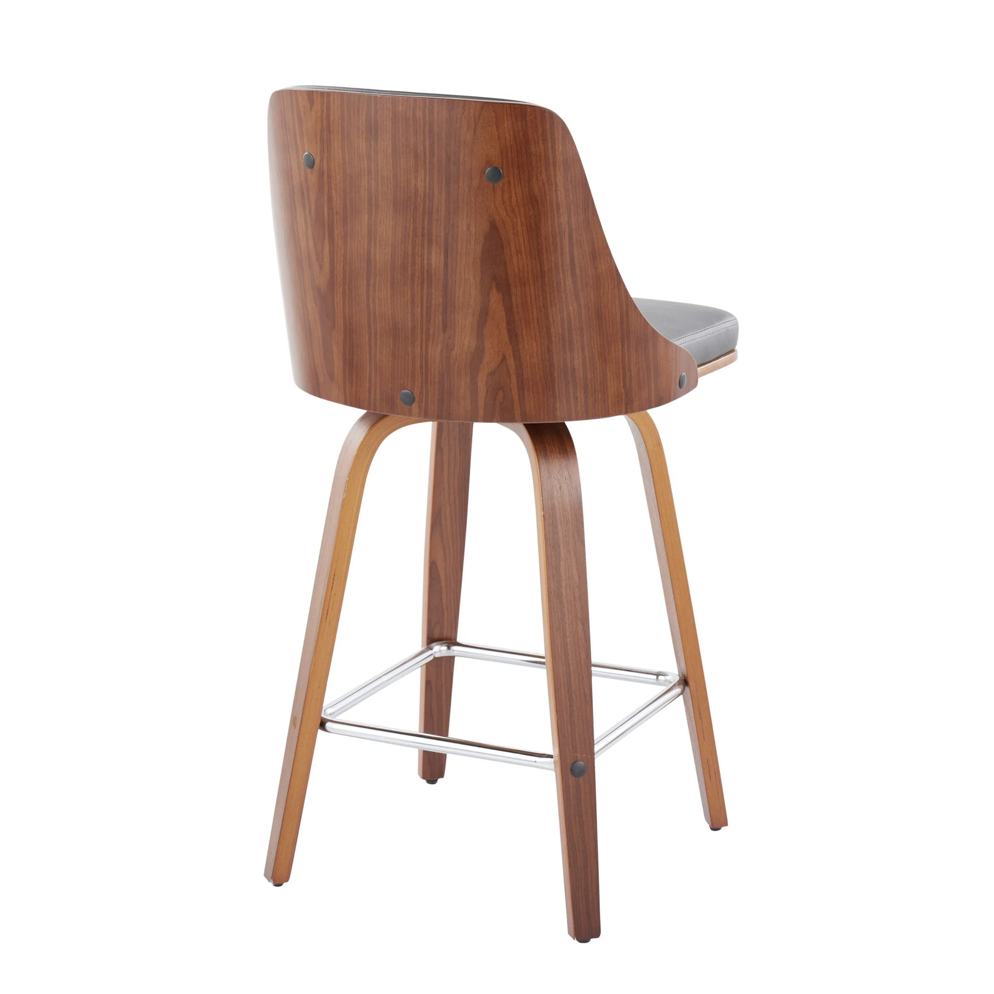 Gianna - Mid Century Modern Fixed Height Counter Stool With Swivel With Square Footrest (Set of 2) - Image 8