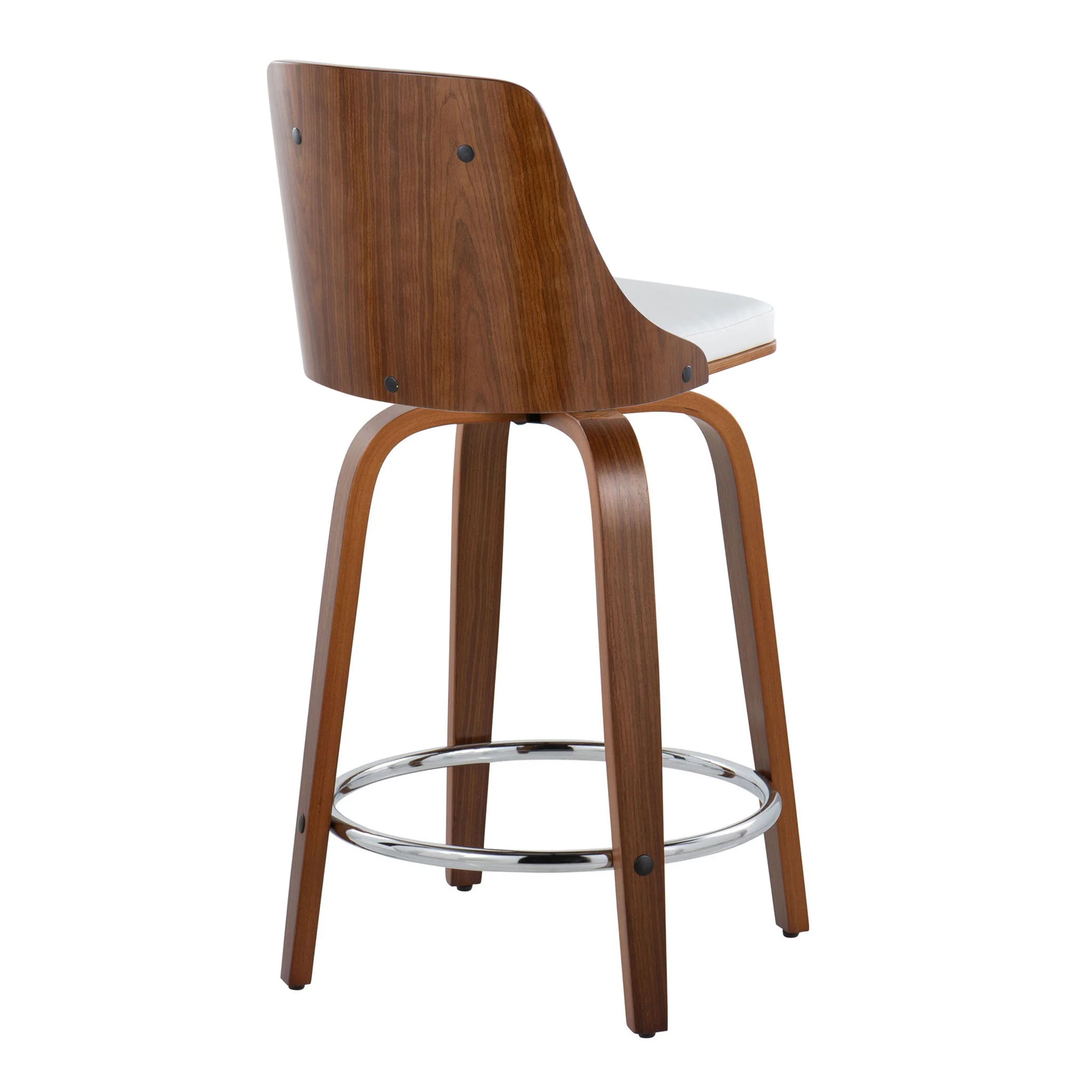 Gianna - Mid-Century Modern Fixed Height Stool With Swivel With Round Footrest (Set of 2) - Image 3