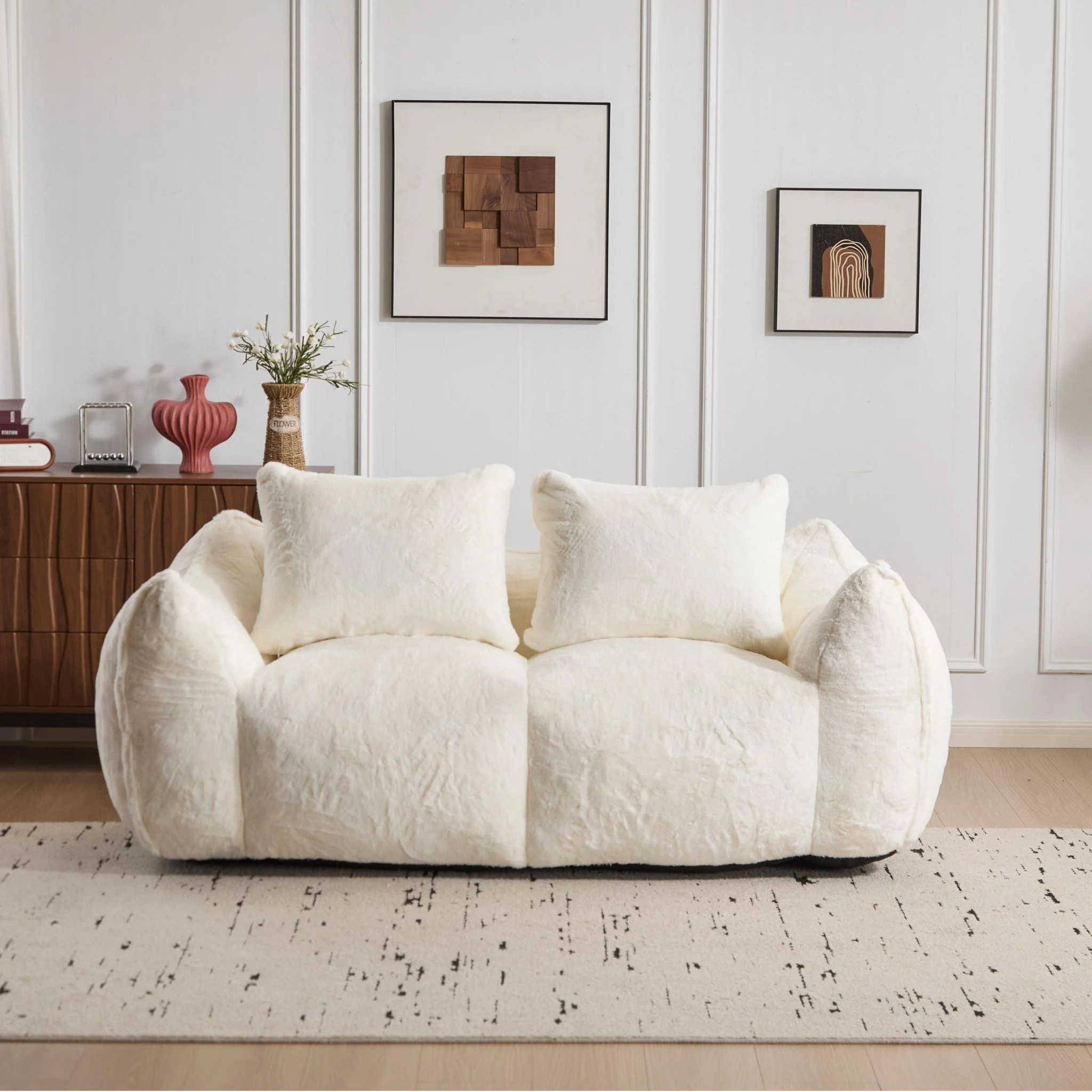 Giant Bean Bag Couch, Ultra Soft Fluffy Loveseat For Living Room - Image 44