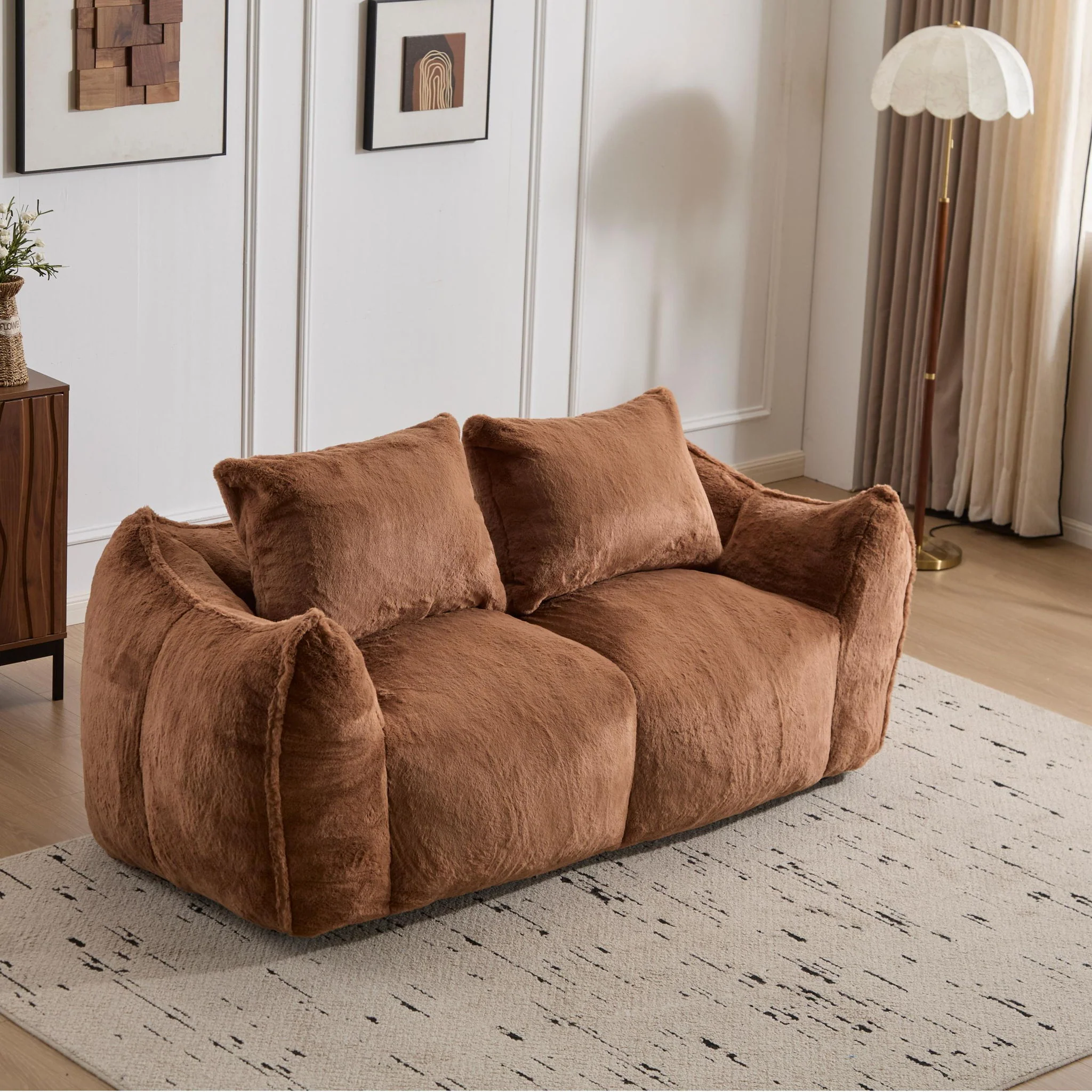 Giant Bean Bag Couch, Ultra Soft Fluffy Loveseat For Living Room - Image 51