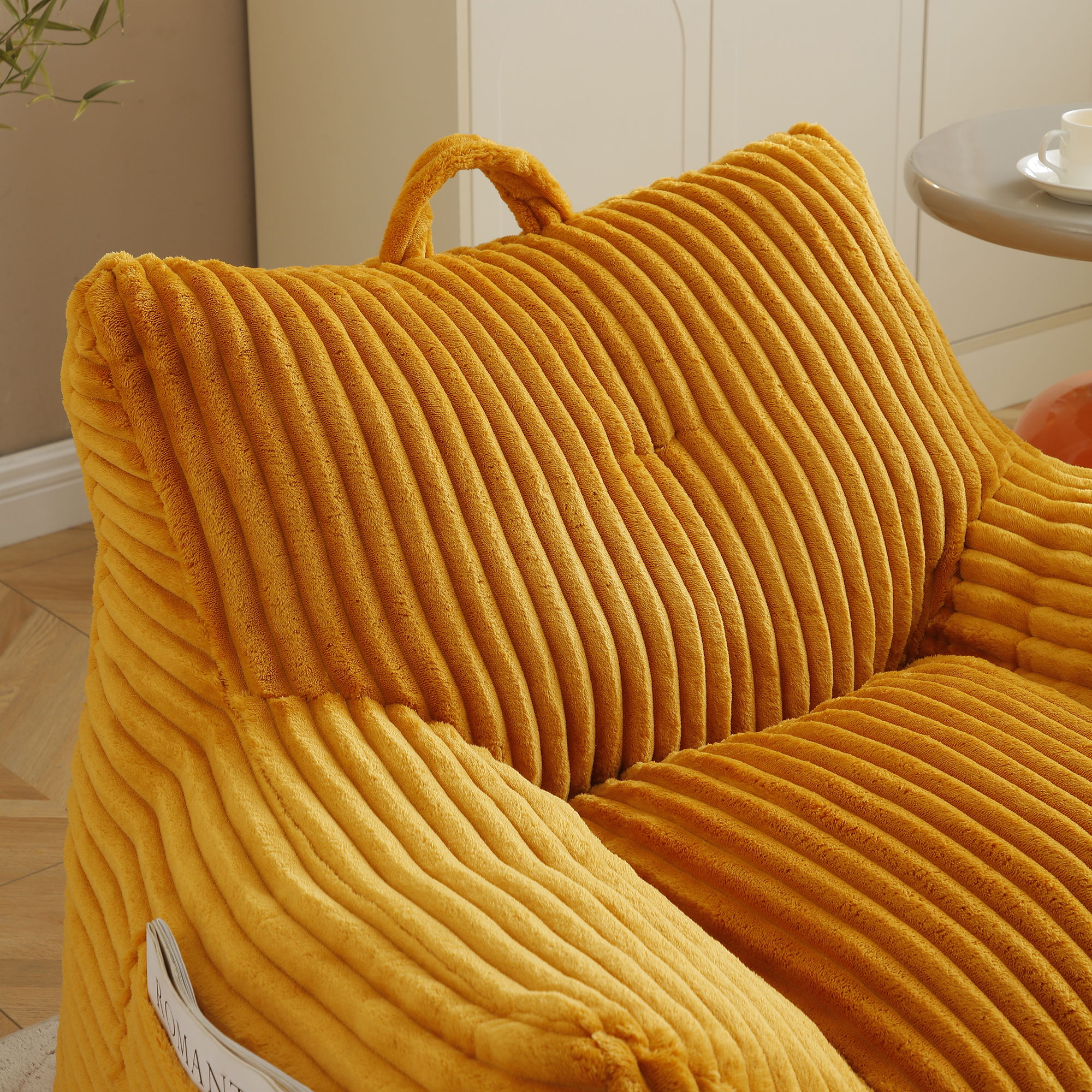 Giant Bean Bag Chair With Armrests And Footstool - Image 22