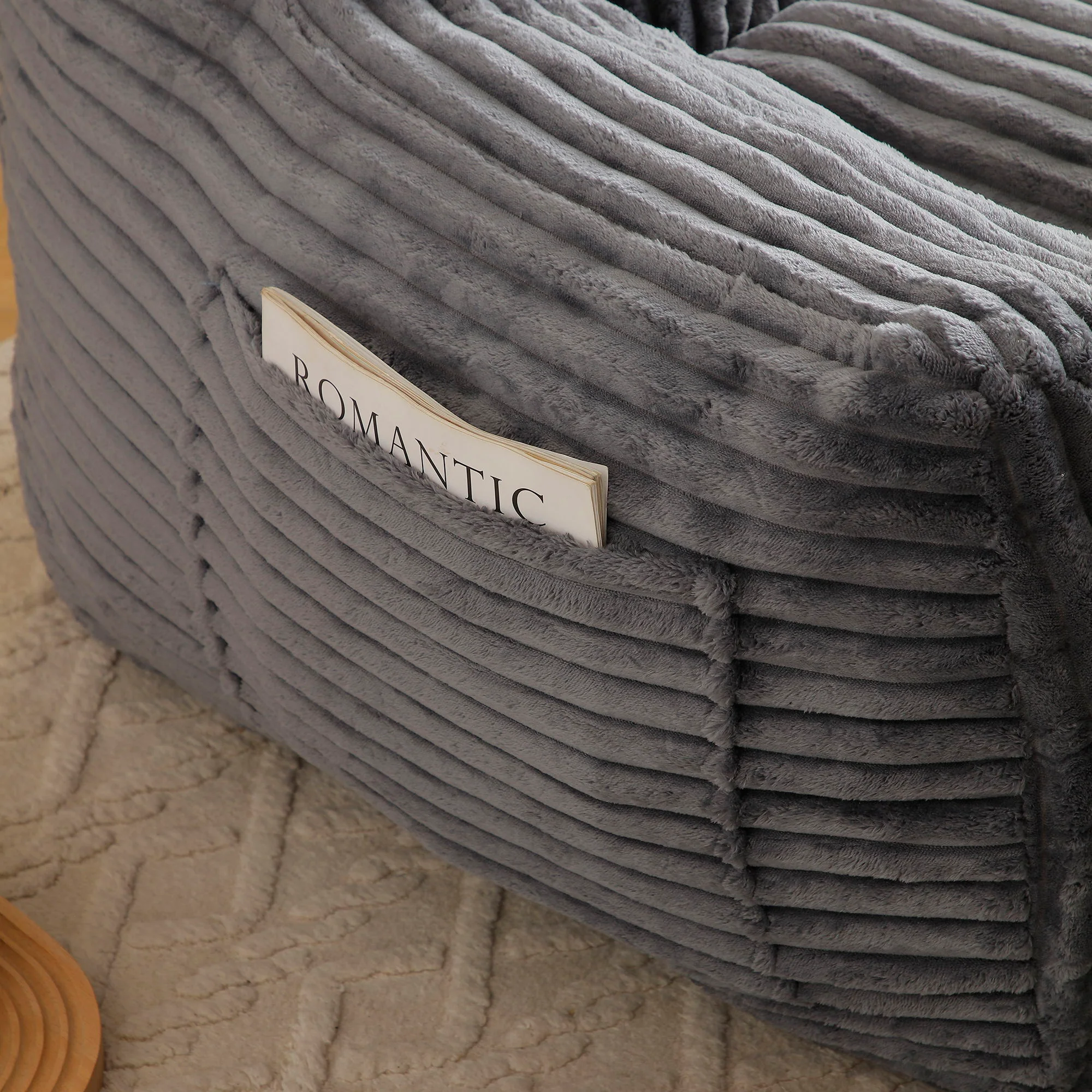 Giant Bean Bag Chair With Armrests And Footstool - Image 35