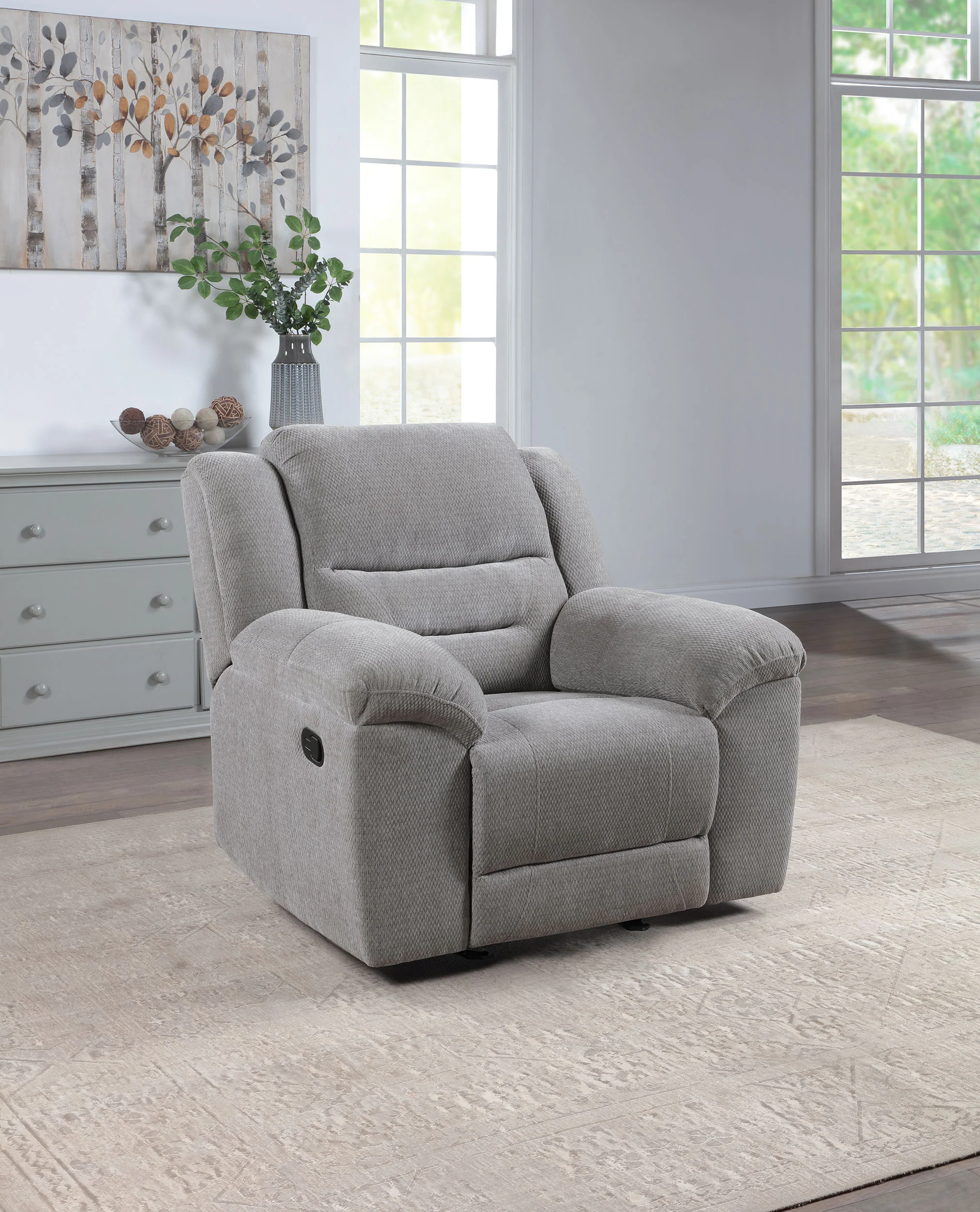 Gilson Chenille Upholstered Glider Recliner Chair Grey - Image 2