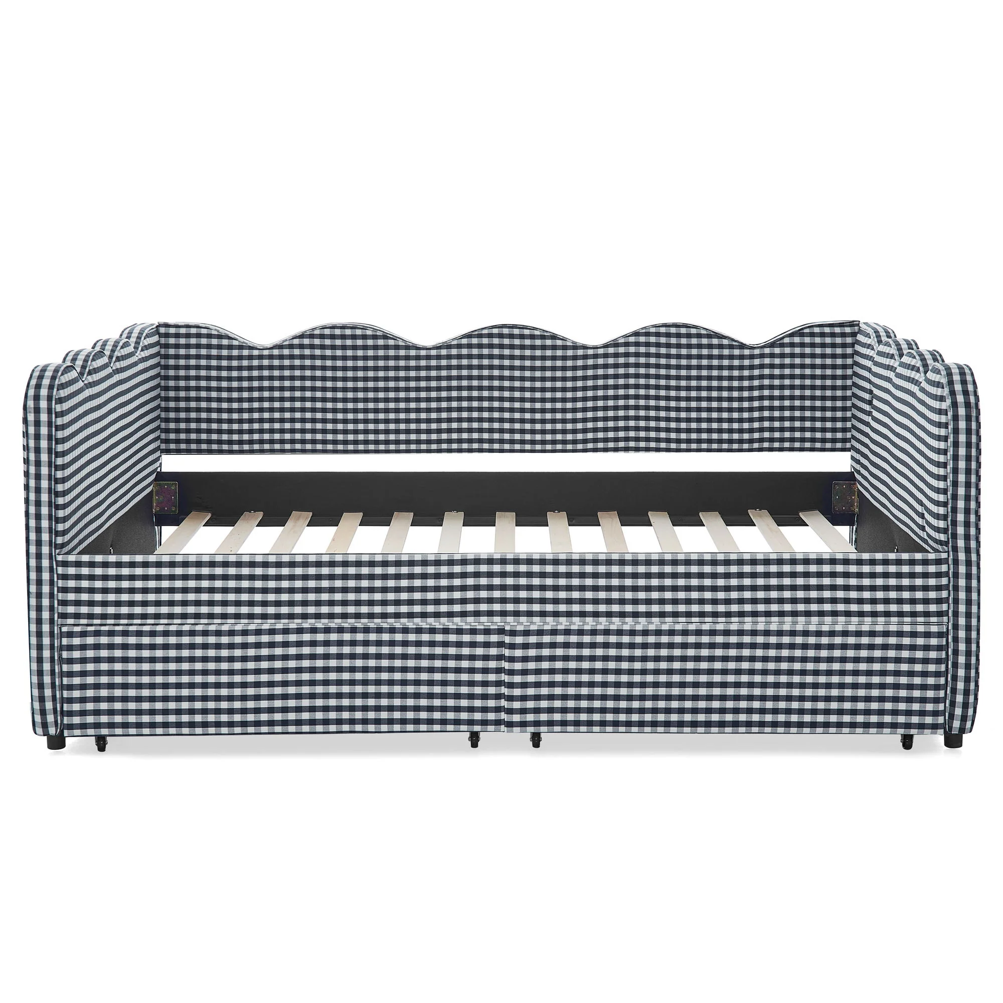 Gingham Daybed With USB Charging Port, Wave-Shaped Design - Image 6