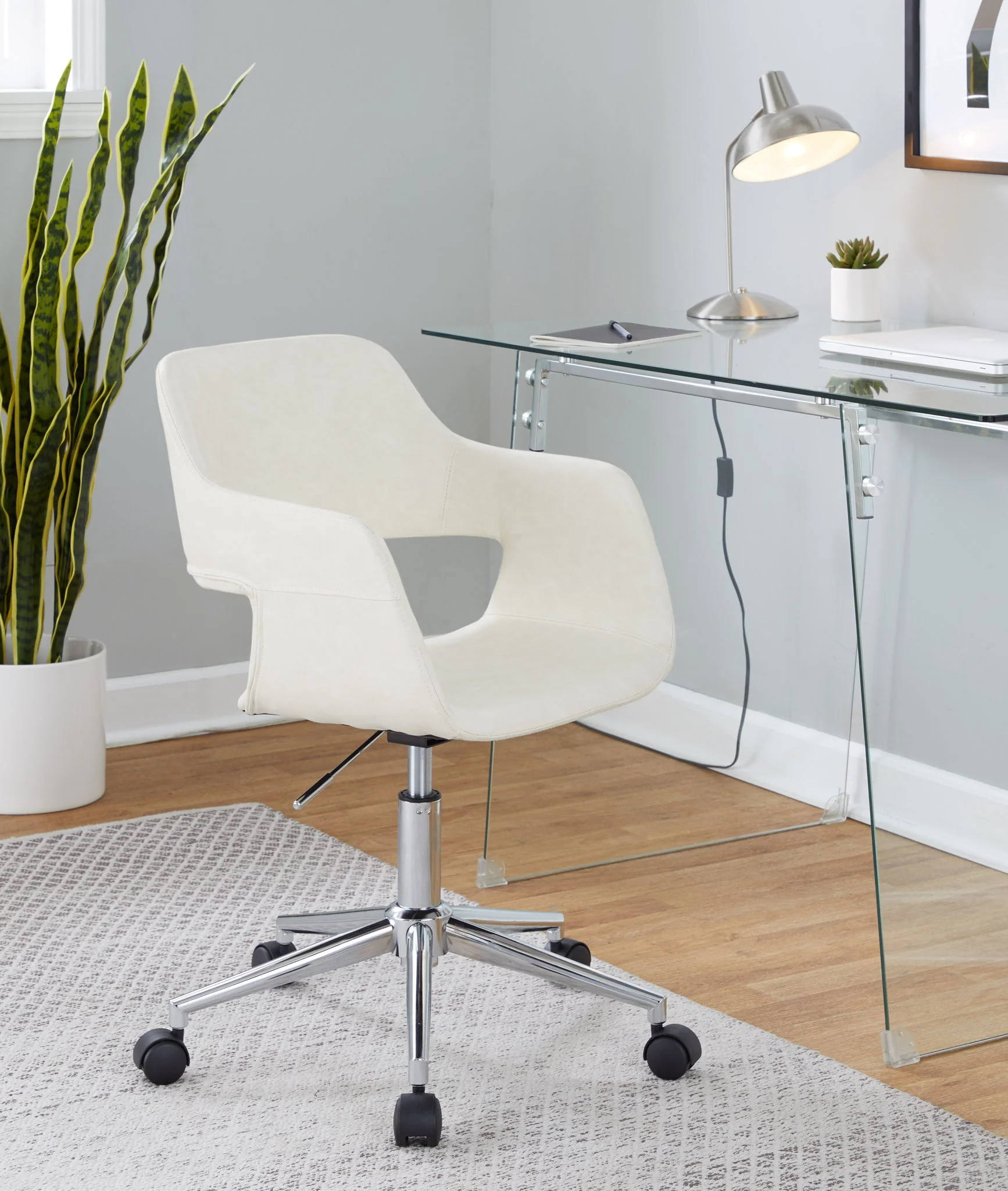Glacier - Contemporary Desk - Clear / Chrome - Image 6
