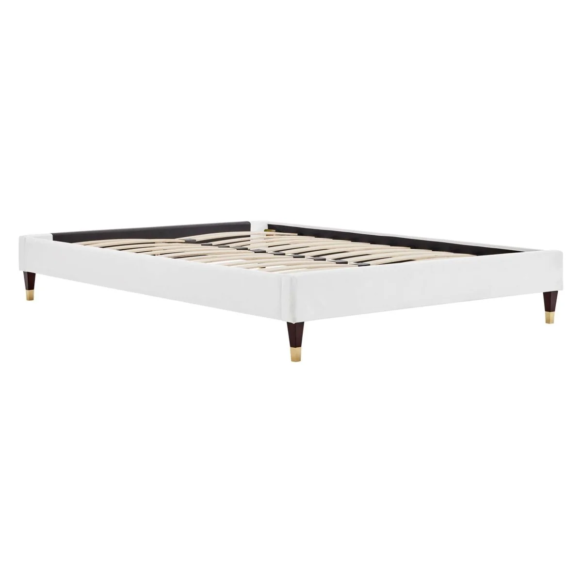 Glam Deco Performance Velvet Platform Bed Frame with Gold Detailed Wood Legs - Image 55
