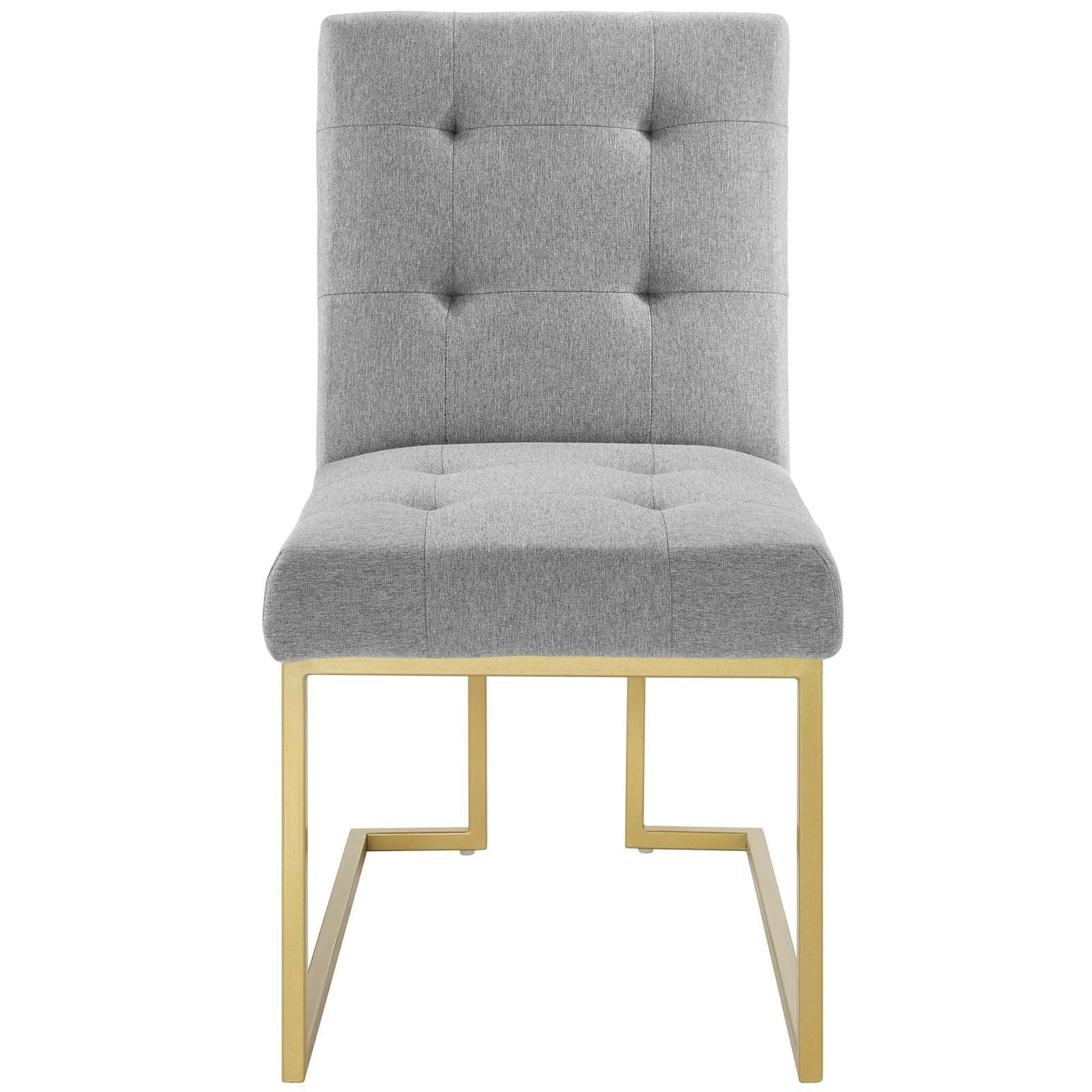 Glam Deco Upholstered Fabric Dining Accent Chair with Gold Metal Base - Image 14