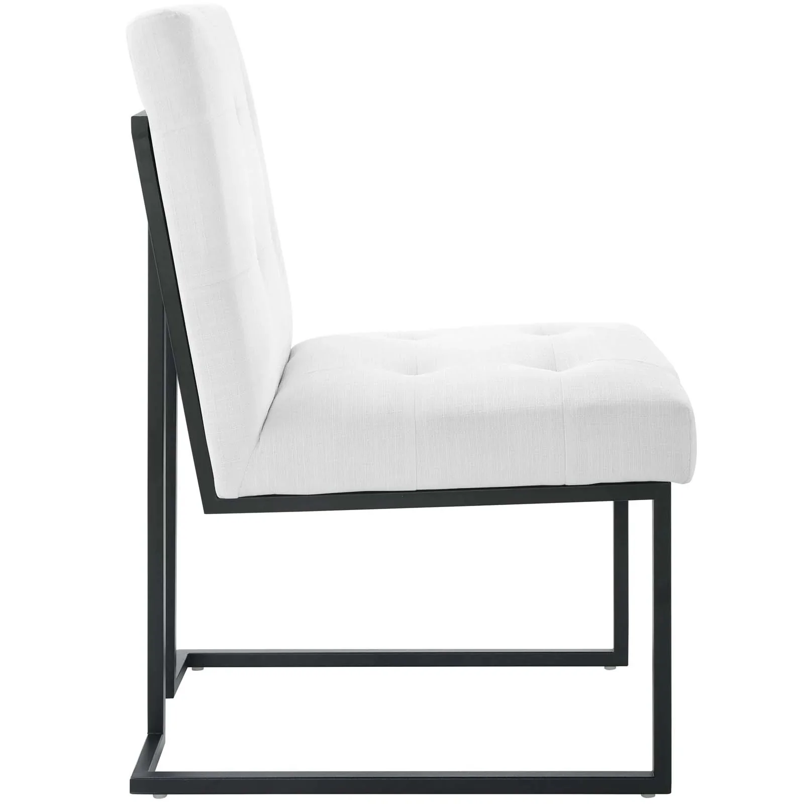 Glam Deco Upholstered Fabric Dining Chair with Black Stainless Steel Base - Image 3