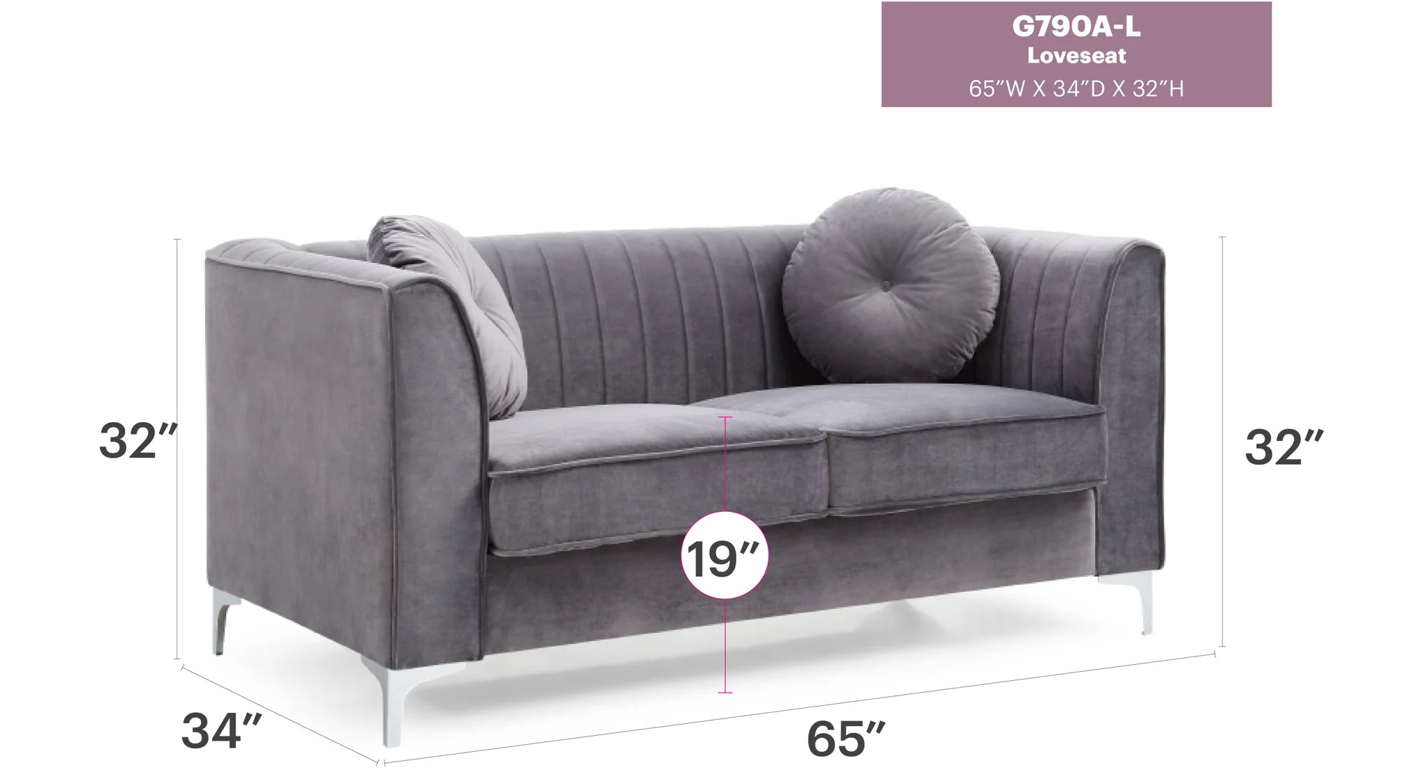 Glam Styled Micro Suede Loveseat - Image 20