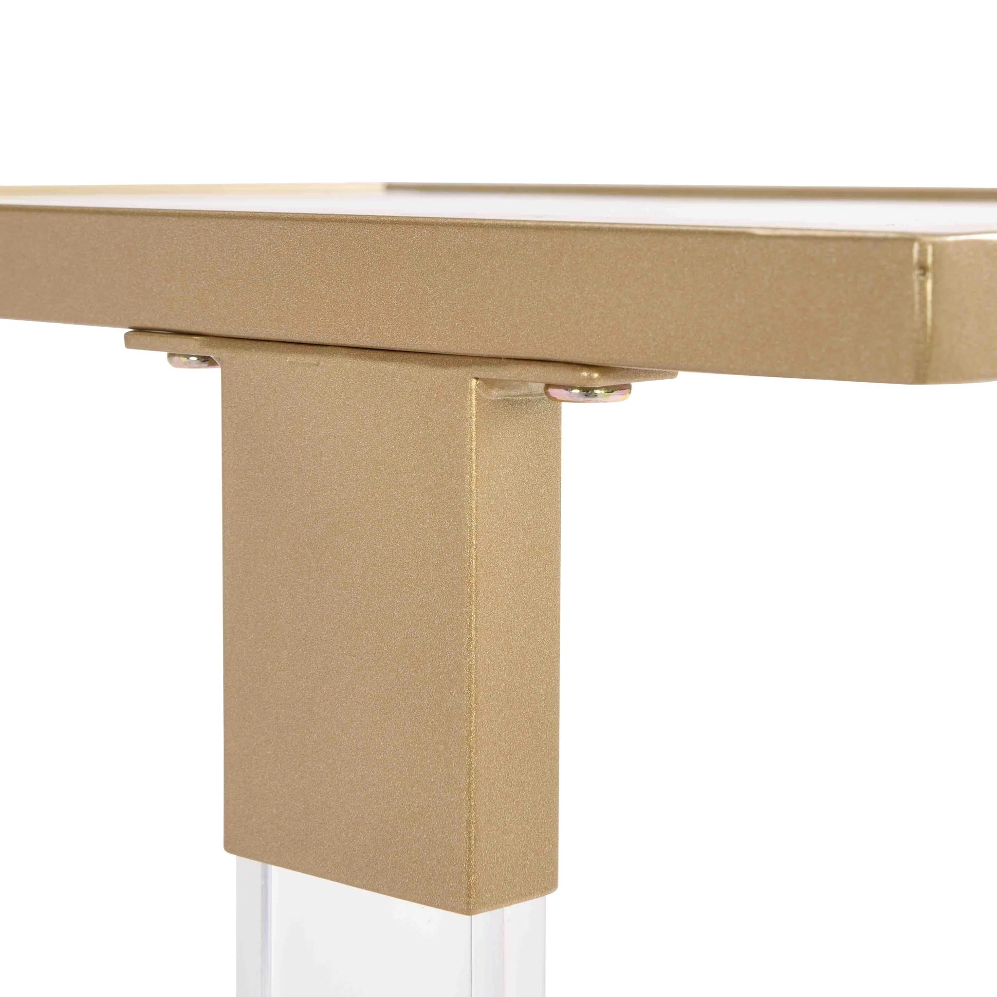 Glass Top C Shape Square Table With Metal Base For Living Room - Image 5