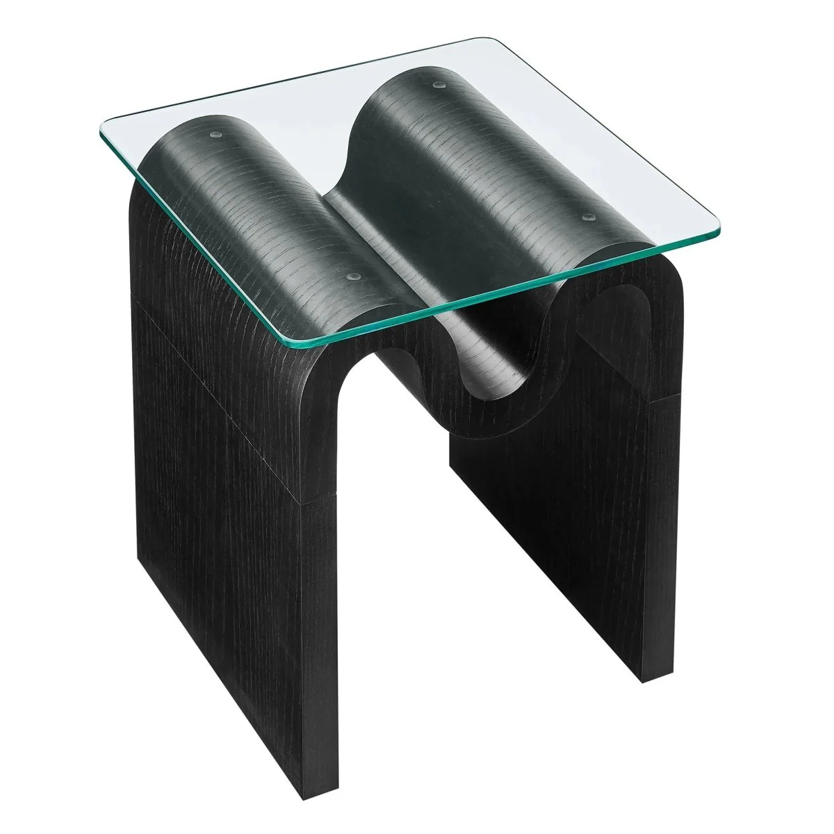 Glass Top Side Table with Wave Base – 17 Inch - Image 13
