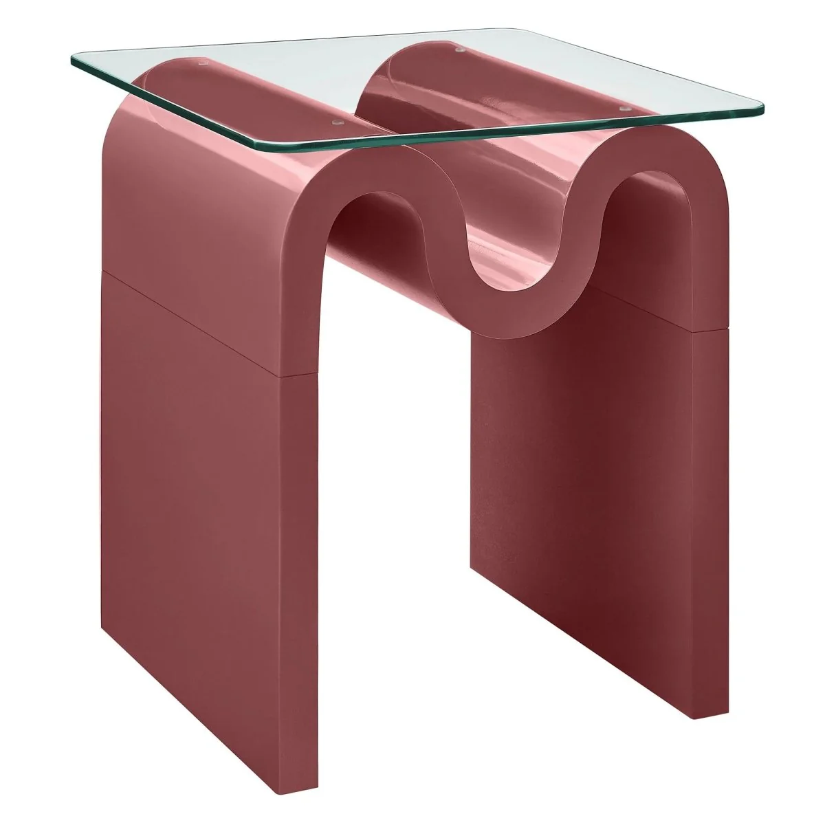 Glass Top Side Table with Wave Base – 17 Inch - Image 19