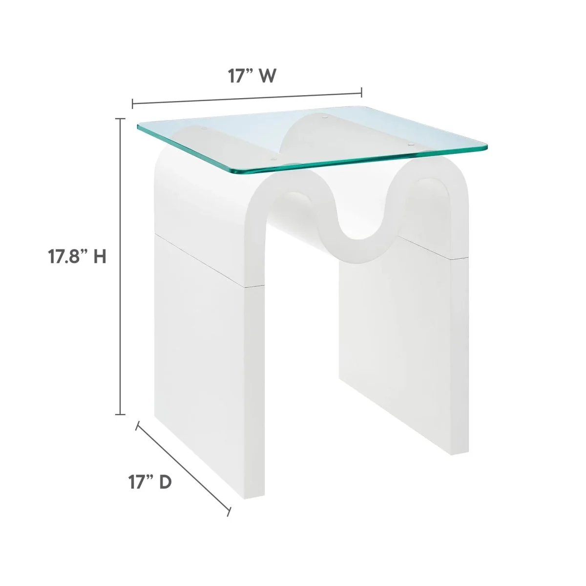 Glass Top Side Table with Wave Base – 17 Inch - Image 30