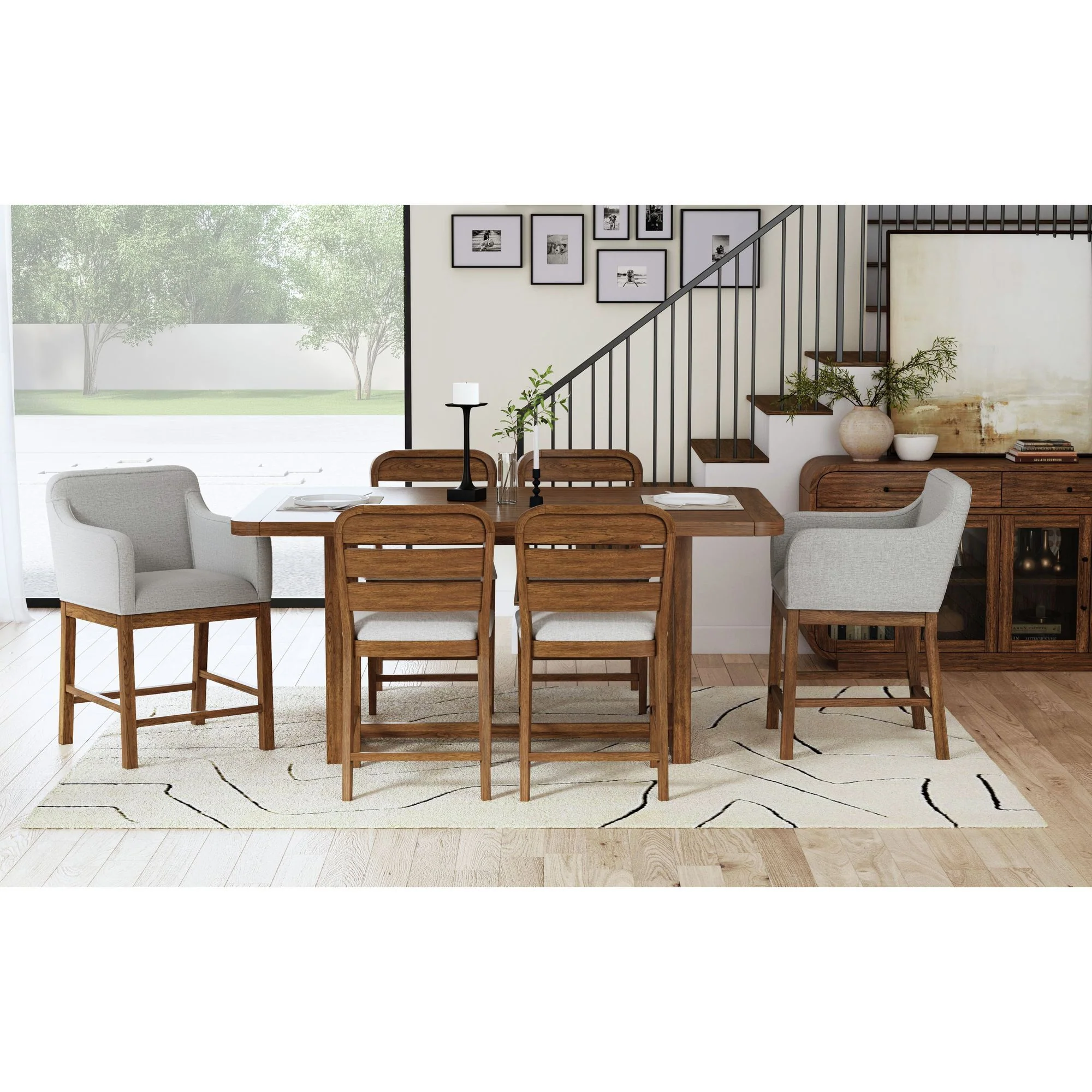 Glinda - Upholstered Fabric Counter Chair (Set of 2) - Brown / Light Gray - Image 7