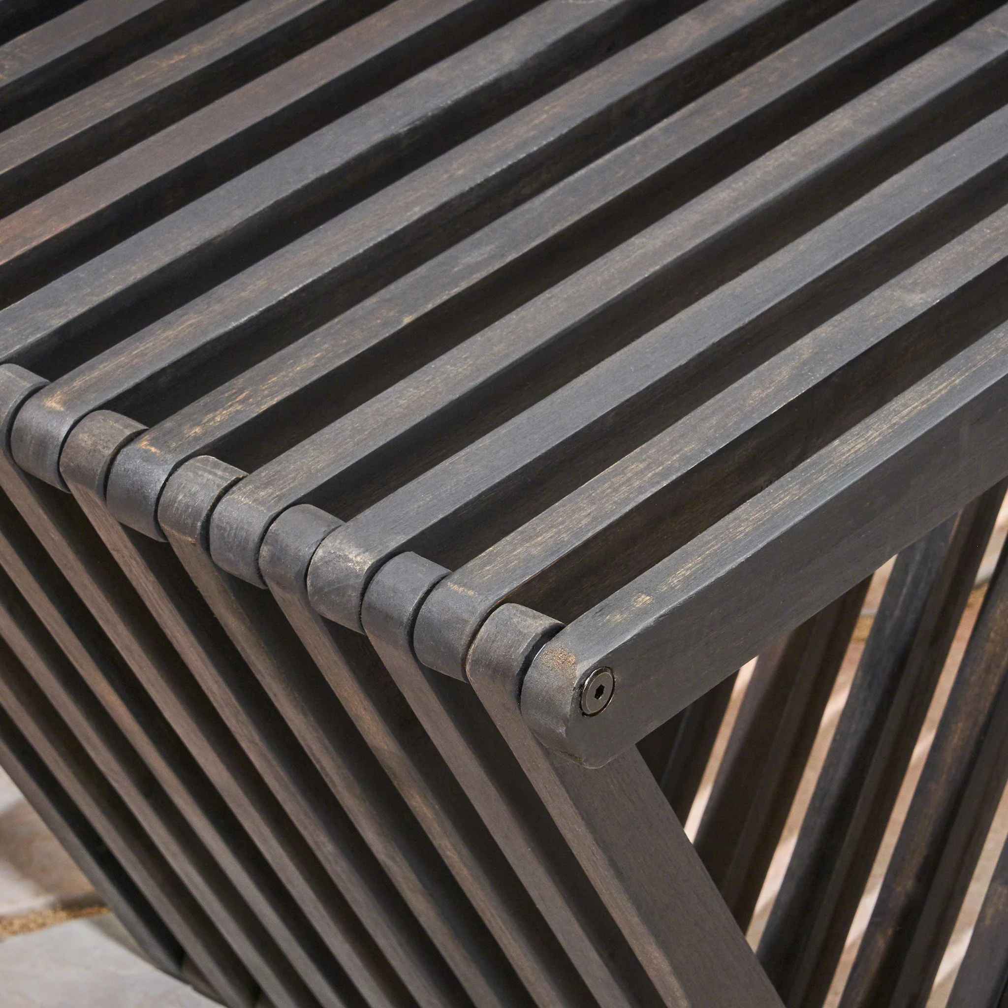 Gloaming - Outdoor Bench With Slat Design And Triangular Base - Image 9