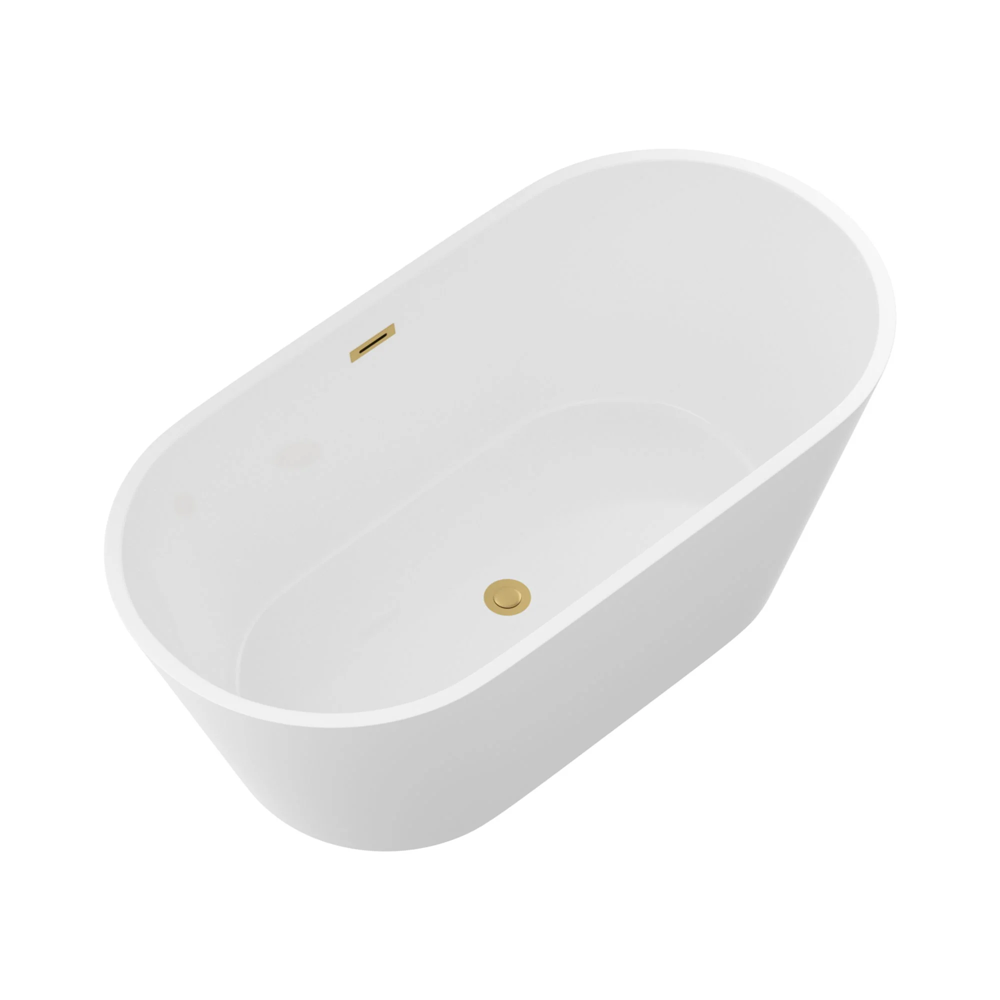 Gloss Freestanding Bathtub With Overflow And Pop Up Drain, Stand Alone Soaking Tub - Glossy White - Image 4