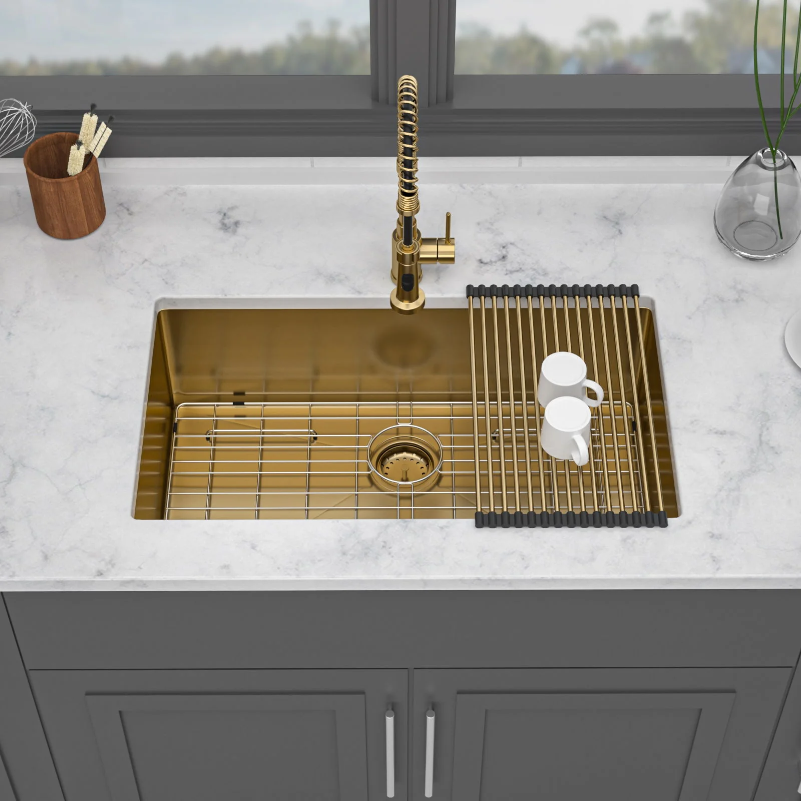 Finish Undermount Stainless Steel Kitchen Sink 32" X 19" 16 Gauge Deep Single Bowl - Image 2