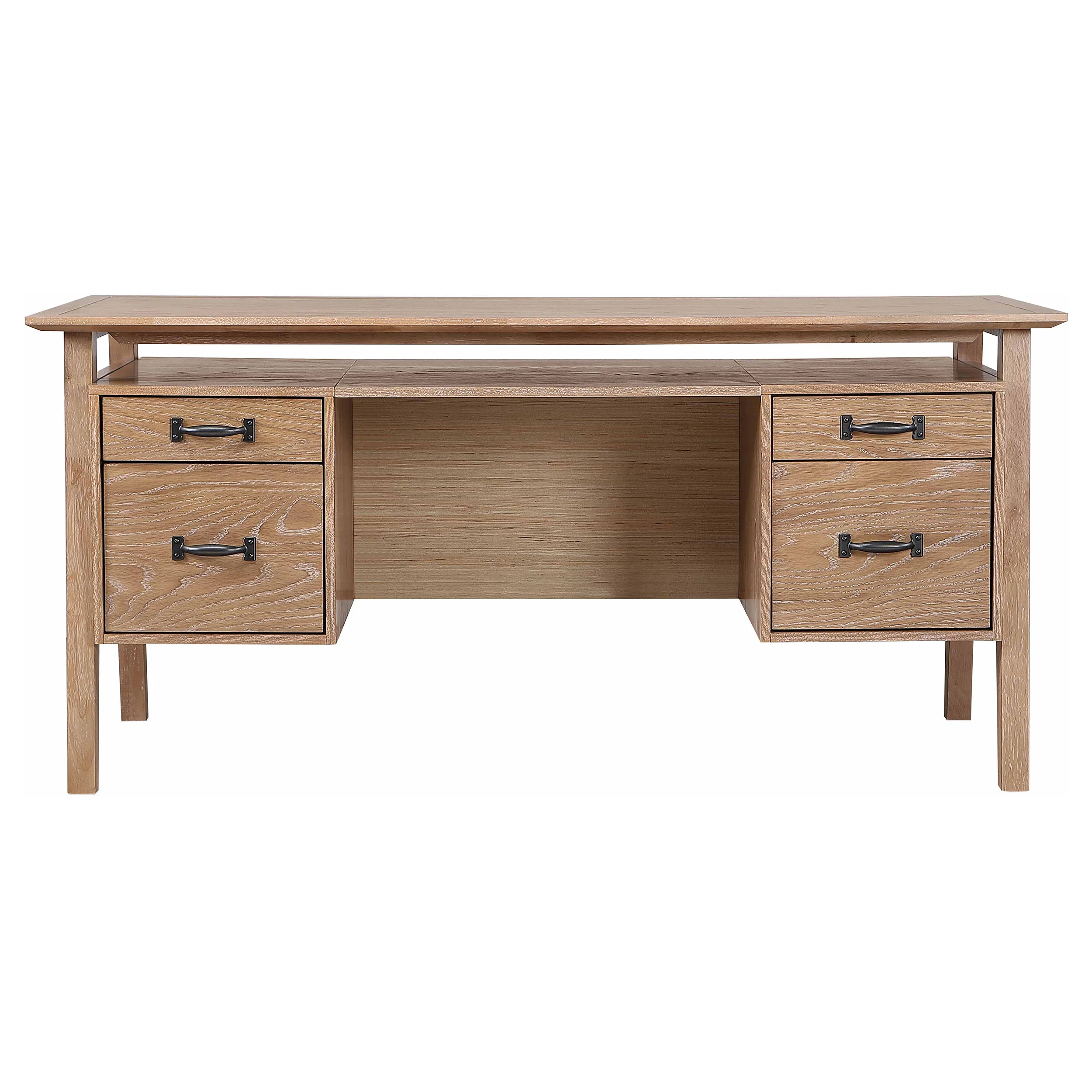 Goodson 64-Inch Double Pedestal Computer Desk, Light Brown - Image 2