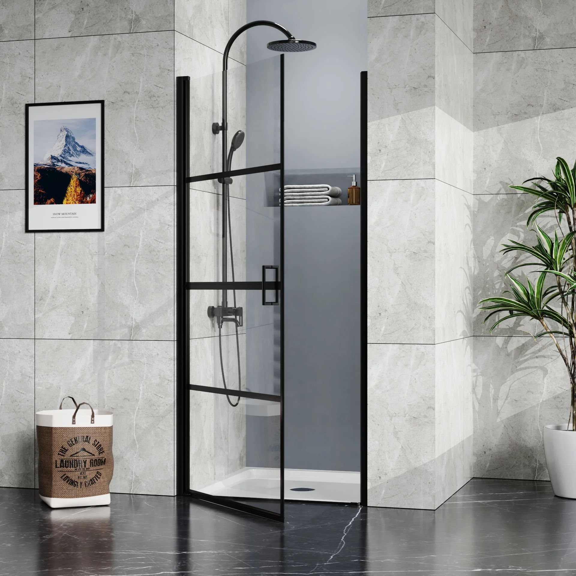 Goodyo - Centered Drain Shower With 3-Side Tile Flanges - White - Image 3