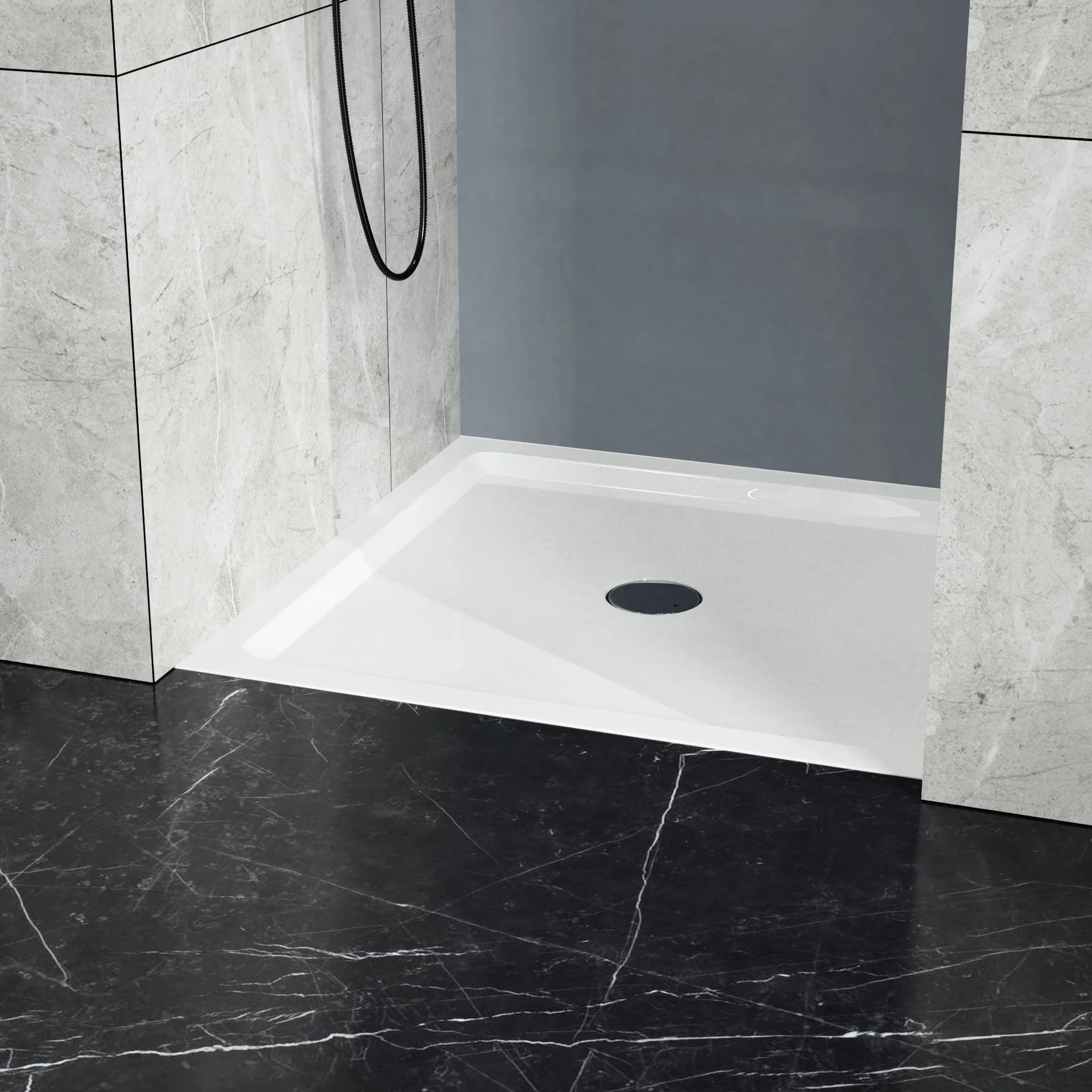Goodyo - Centered Drain Shower With 3-Side Tile Flanges - White - Image 8