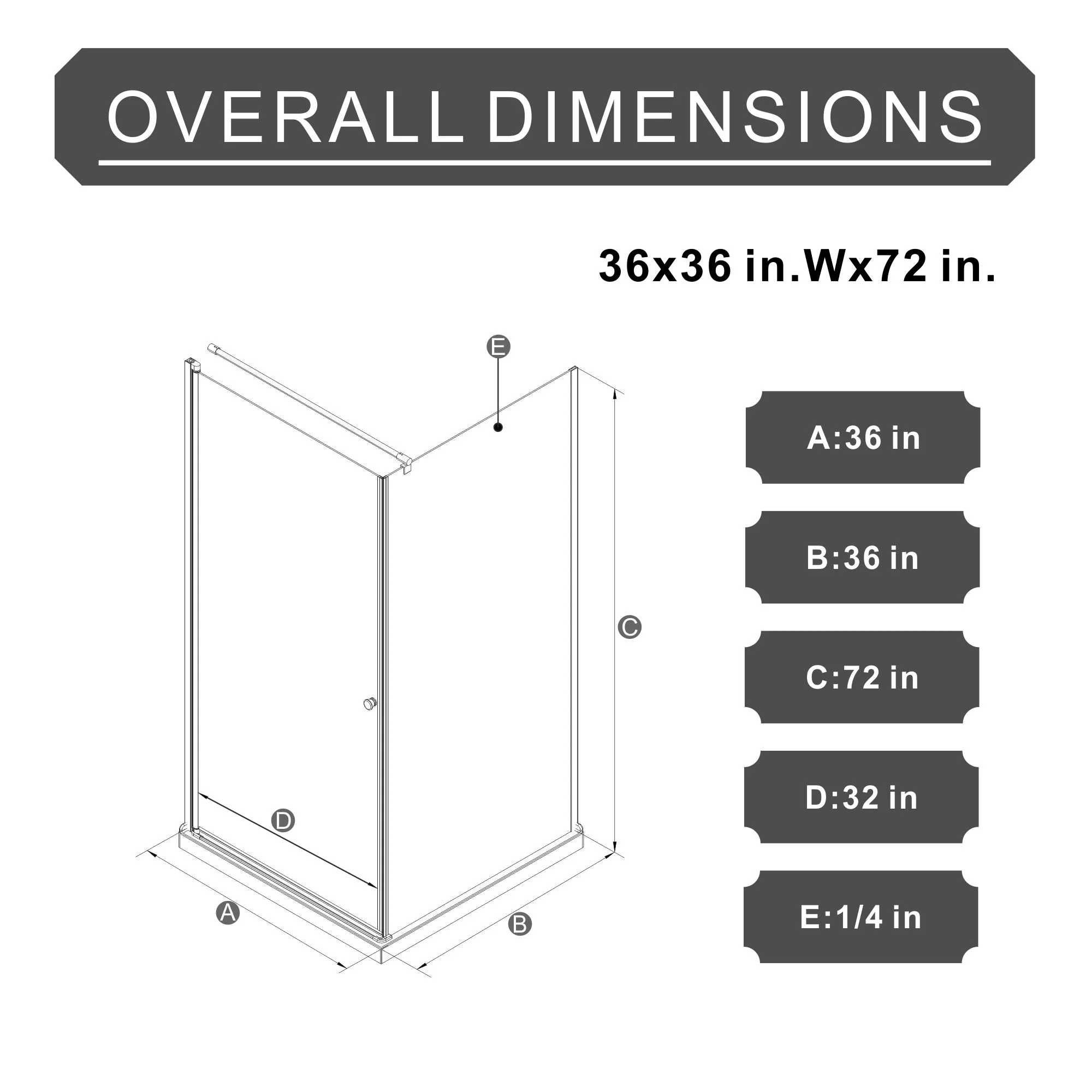 Goodyo - Frameless Corner Shower Door - Matte Black - Image 3