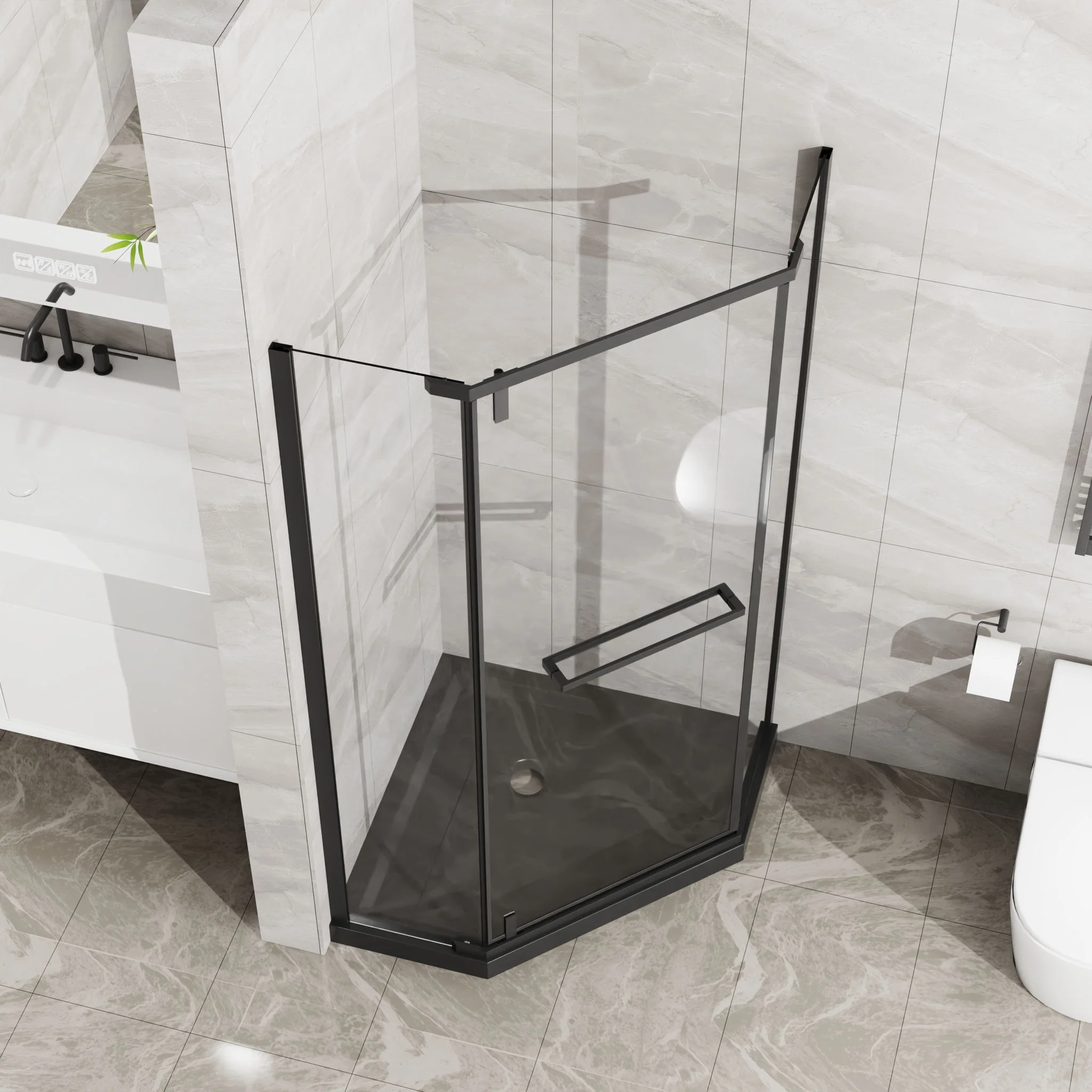 Goodyo - Neo-Angle Shower Base - Black - Image 6