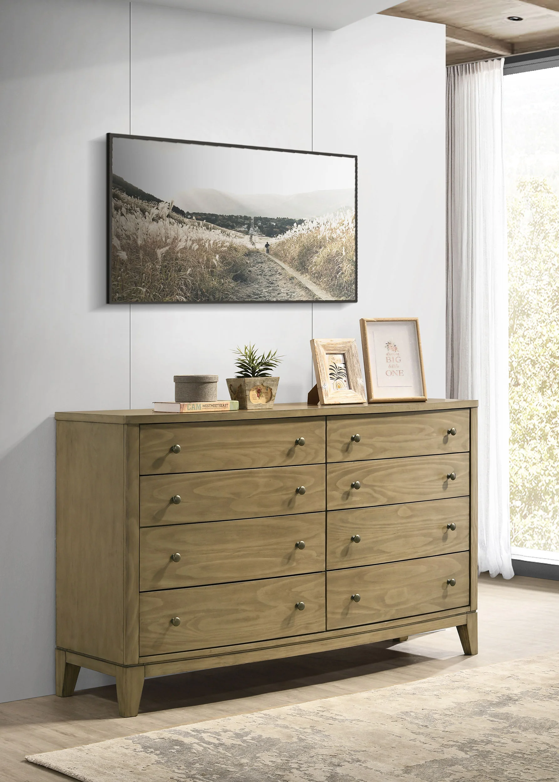 Granada 8-Drawer Dresser Cabinet, Natural Pine - Image 2