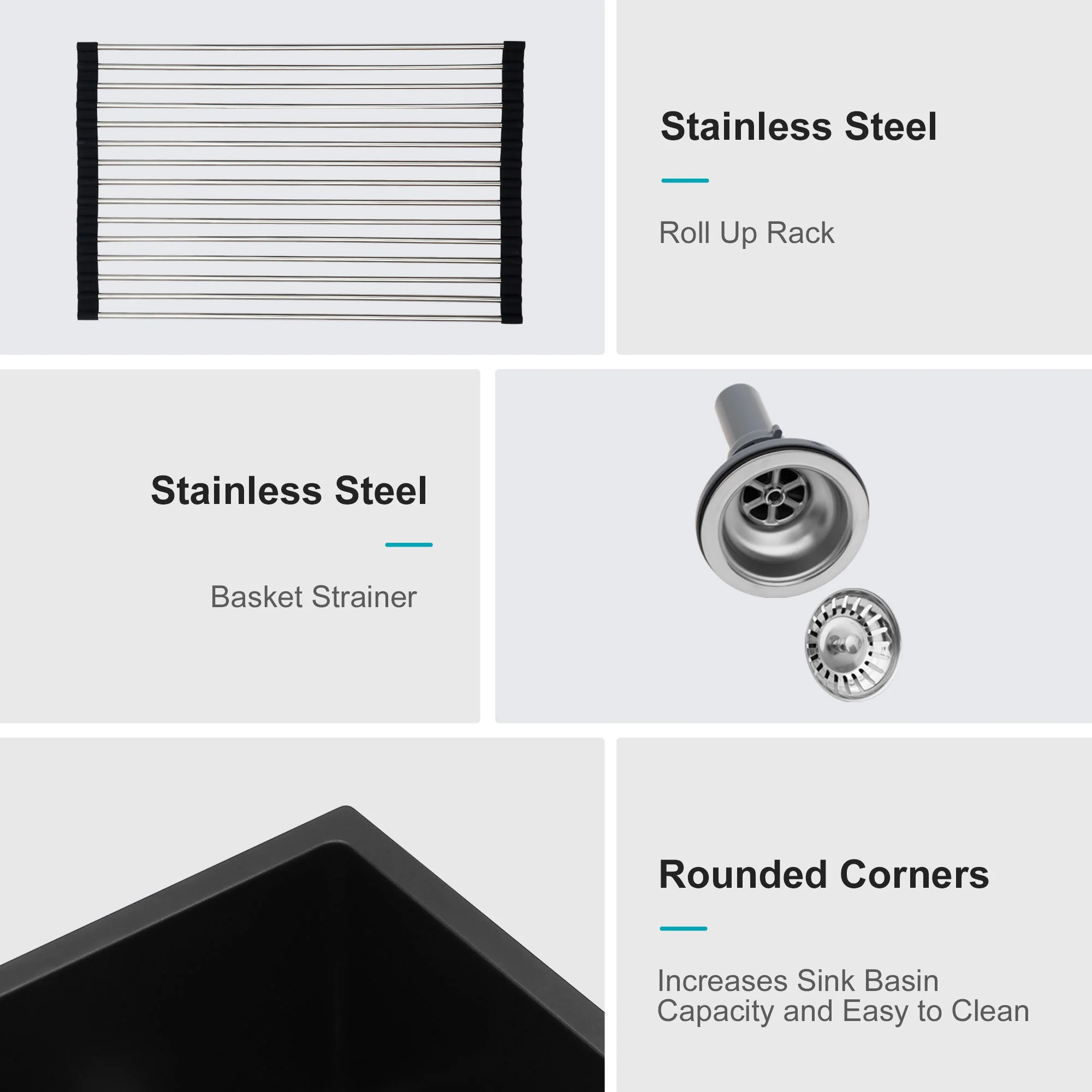Granite Composite Double Bowl Undermount Kitchen Sink - Image 4