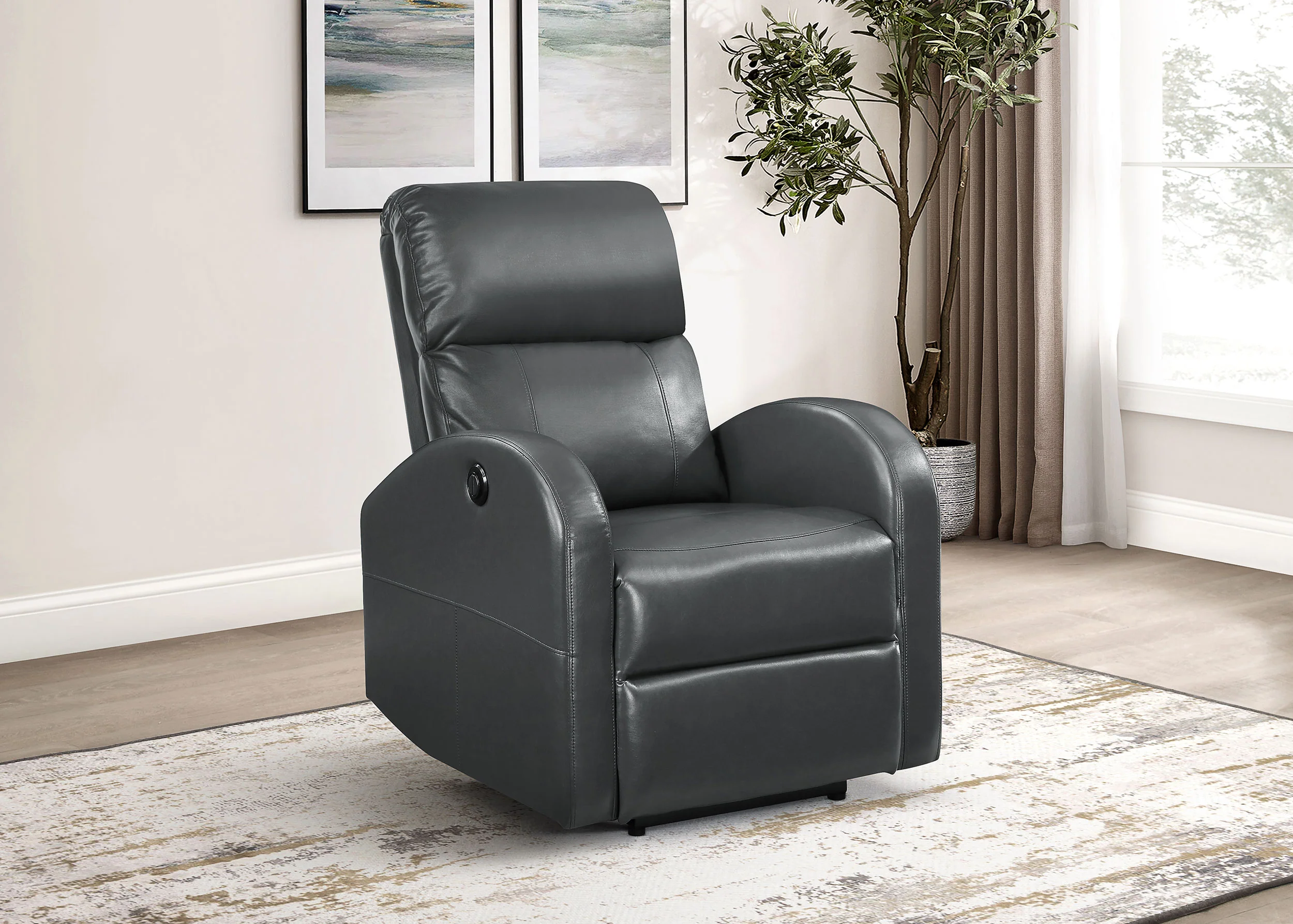 Grant Upholstered Power Recliner Chair - Grey - Image 4