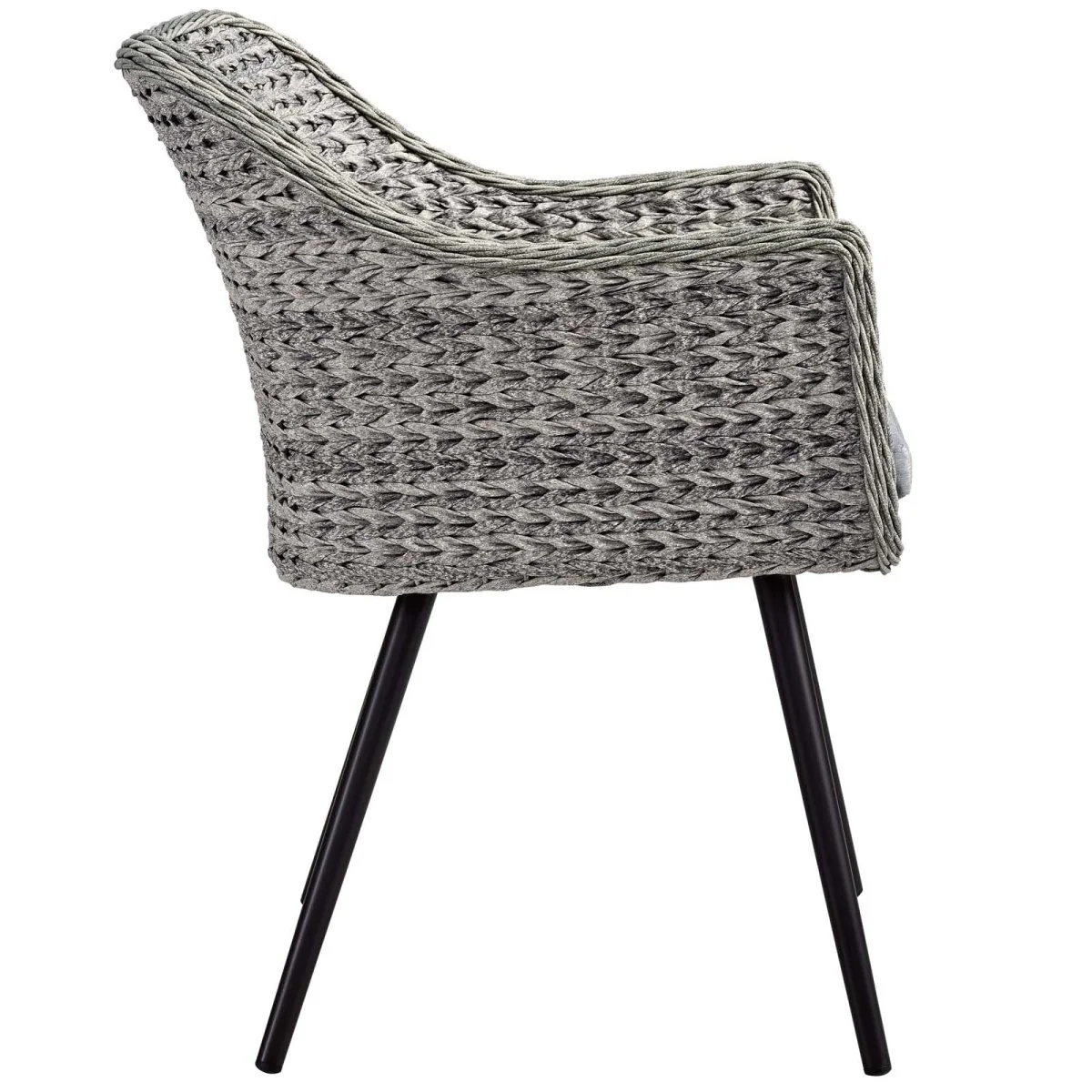 Gray Wicker Rattan Aluminum Outdoor Dining Armchair - Image 3